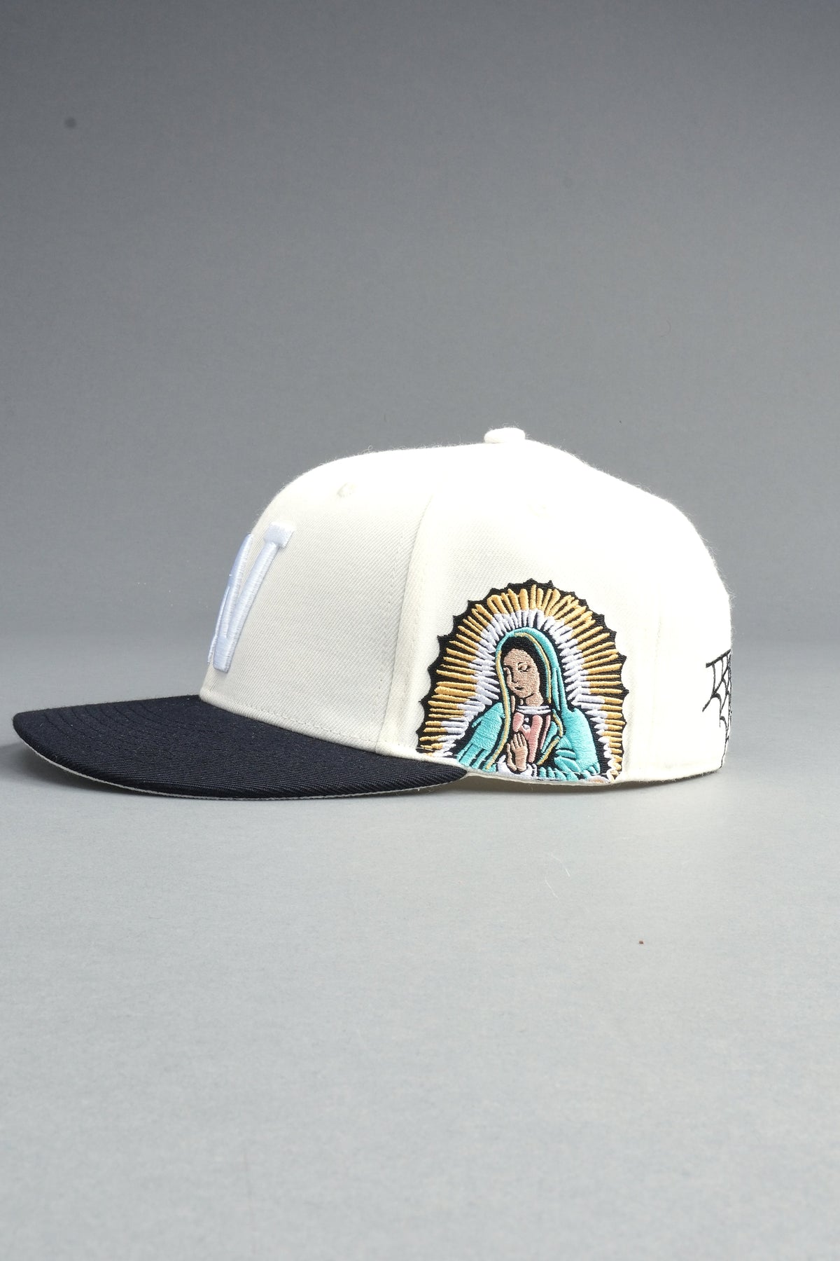 Nuestra Senora Fitted Cap In Cream/Black