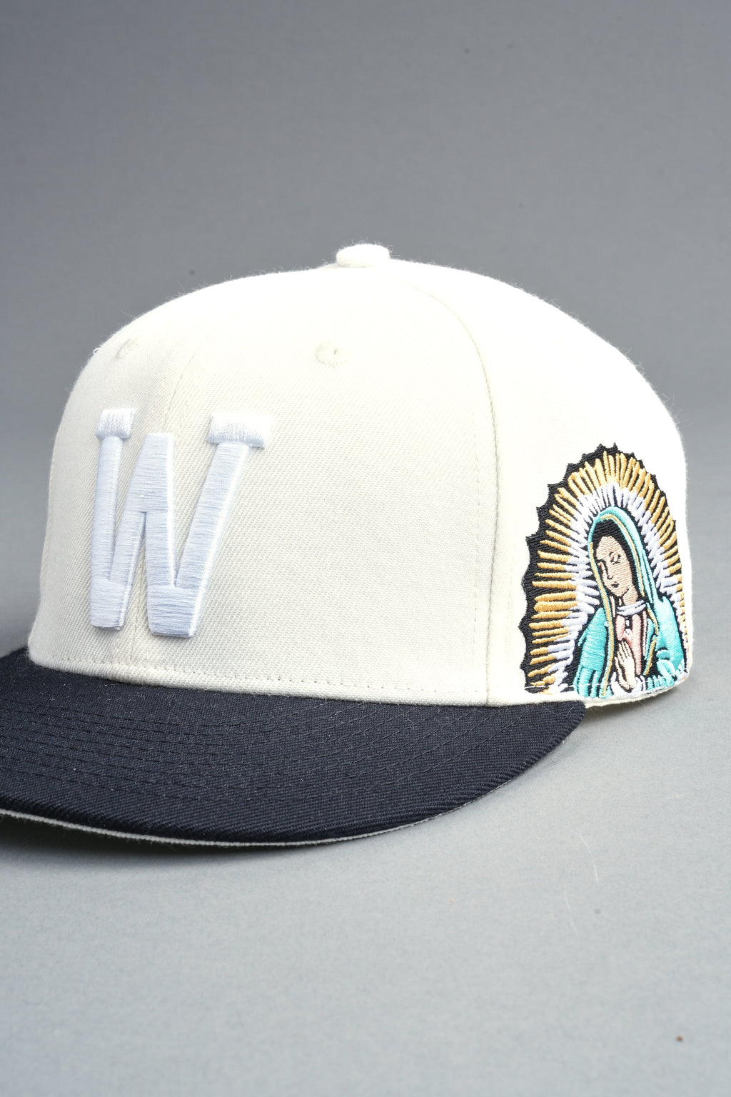 Nuestra Senora Fitted Cap In Cream/Black