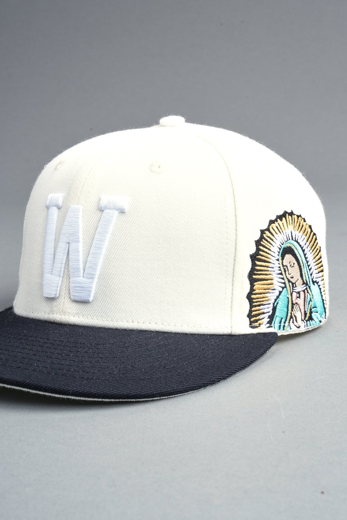 Nuestra Senora Fitted Cap In Cream/Black