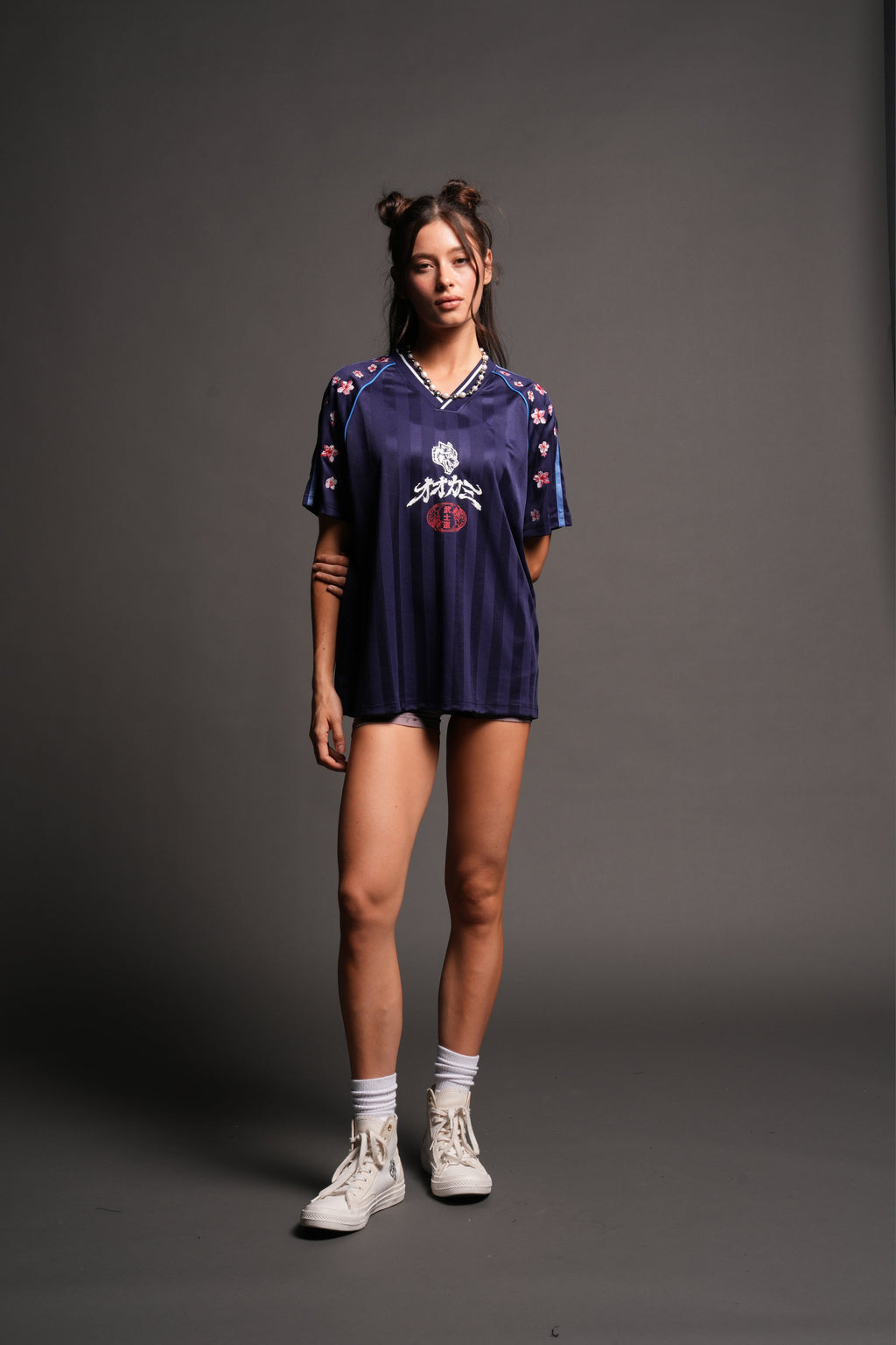 Sakura Forever She Oversized Soccer Jersey in Royal Navy — imagem 3