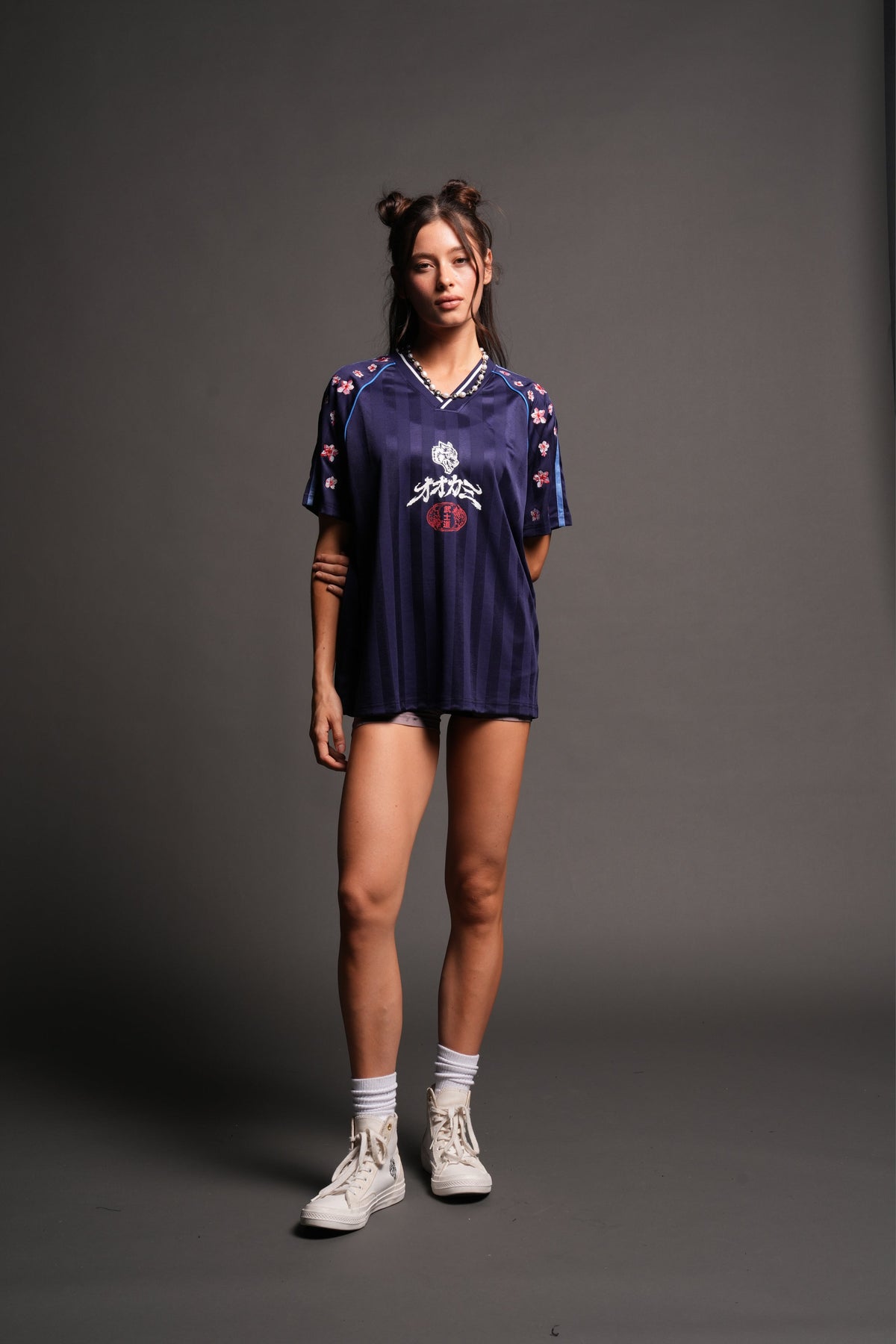 Sakura Forever She Oversized Soccer Jersey in Royal Navy — imagem 3