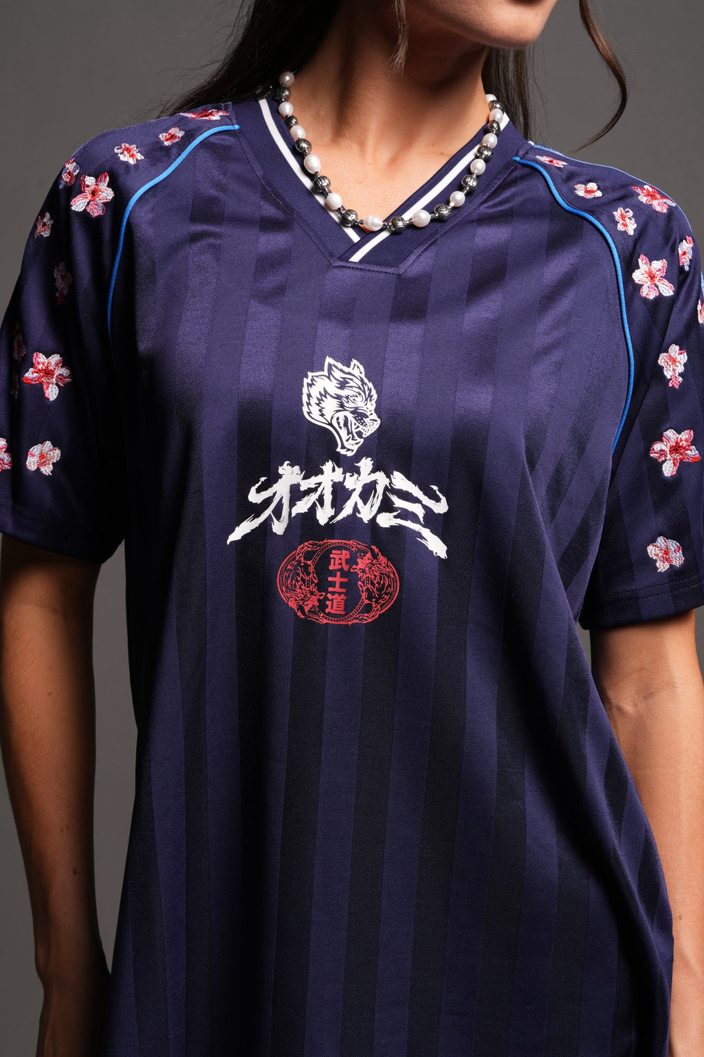 Sakura Forever She Oversized Soccer Jersey in Royal Navy — imagem 5