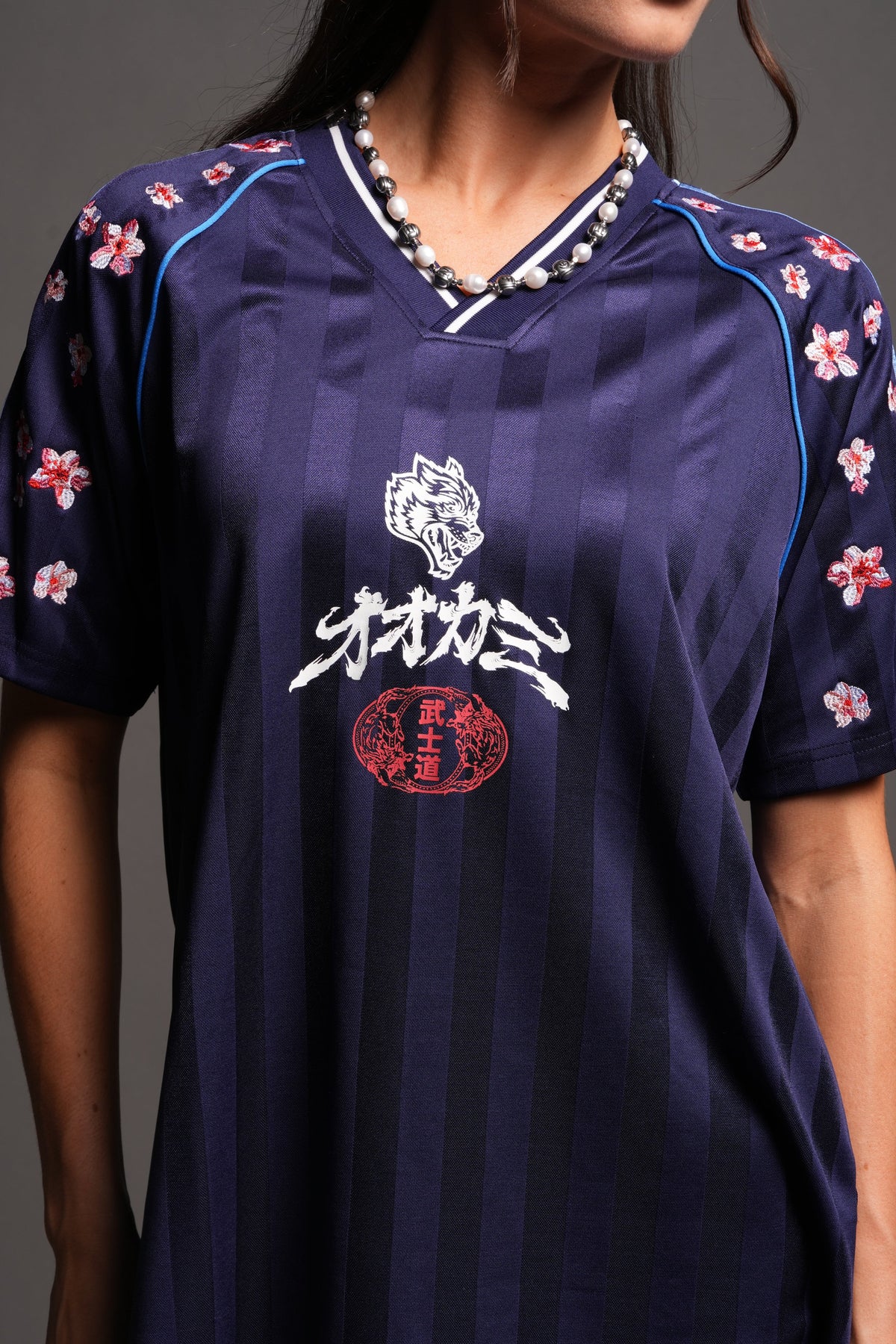 Sakura Forever She Oversized Soccer Jersey in Royal Navy — imagem 5