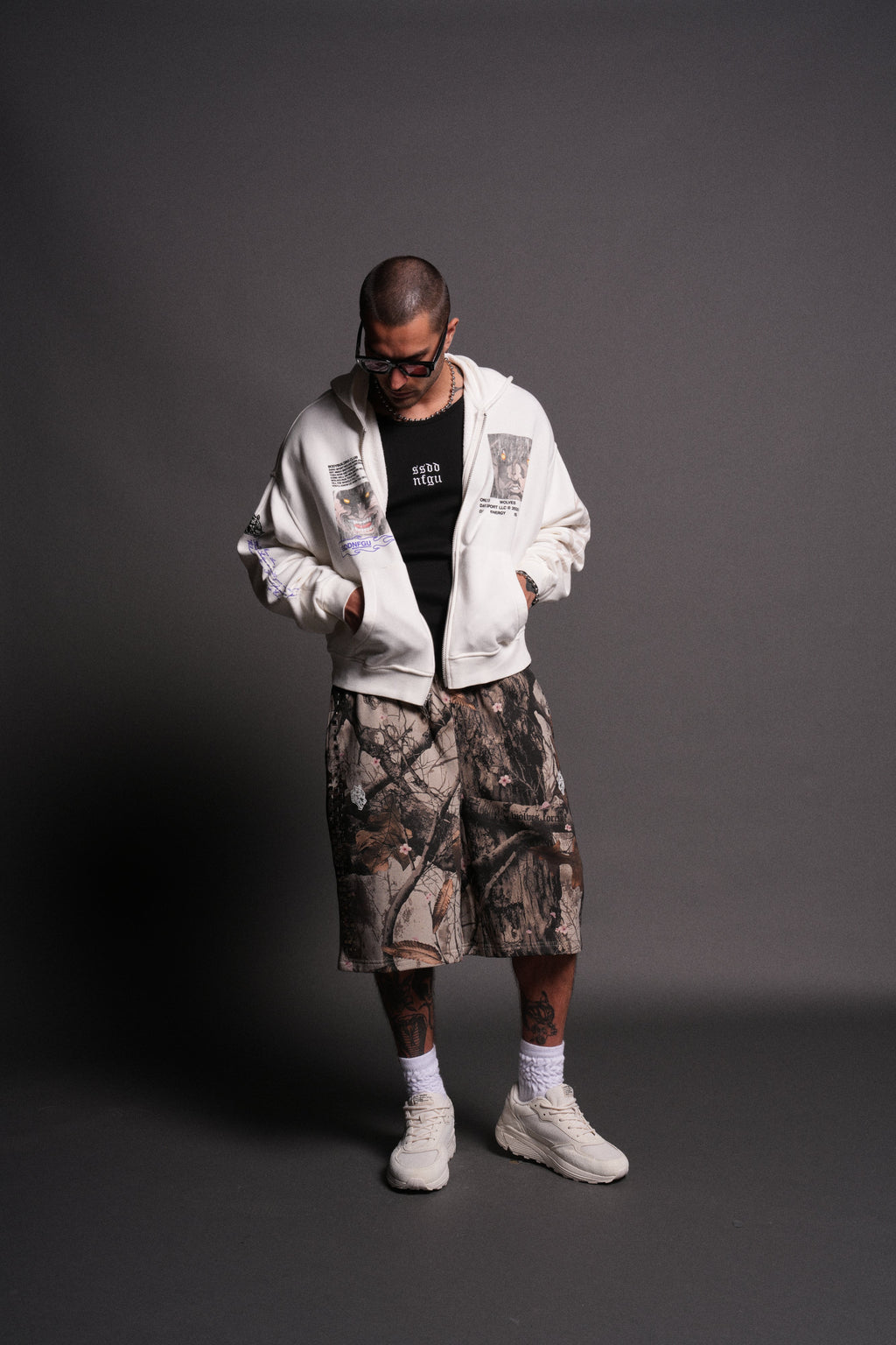 Hanma Legacy Darco Double Zip Hoodie in Cream — imagem 6