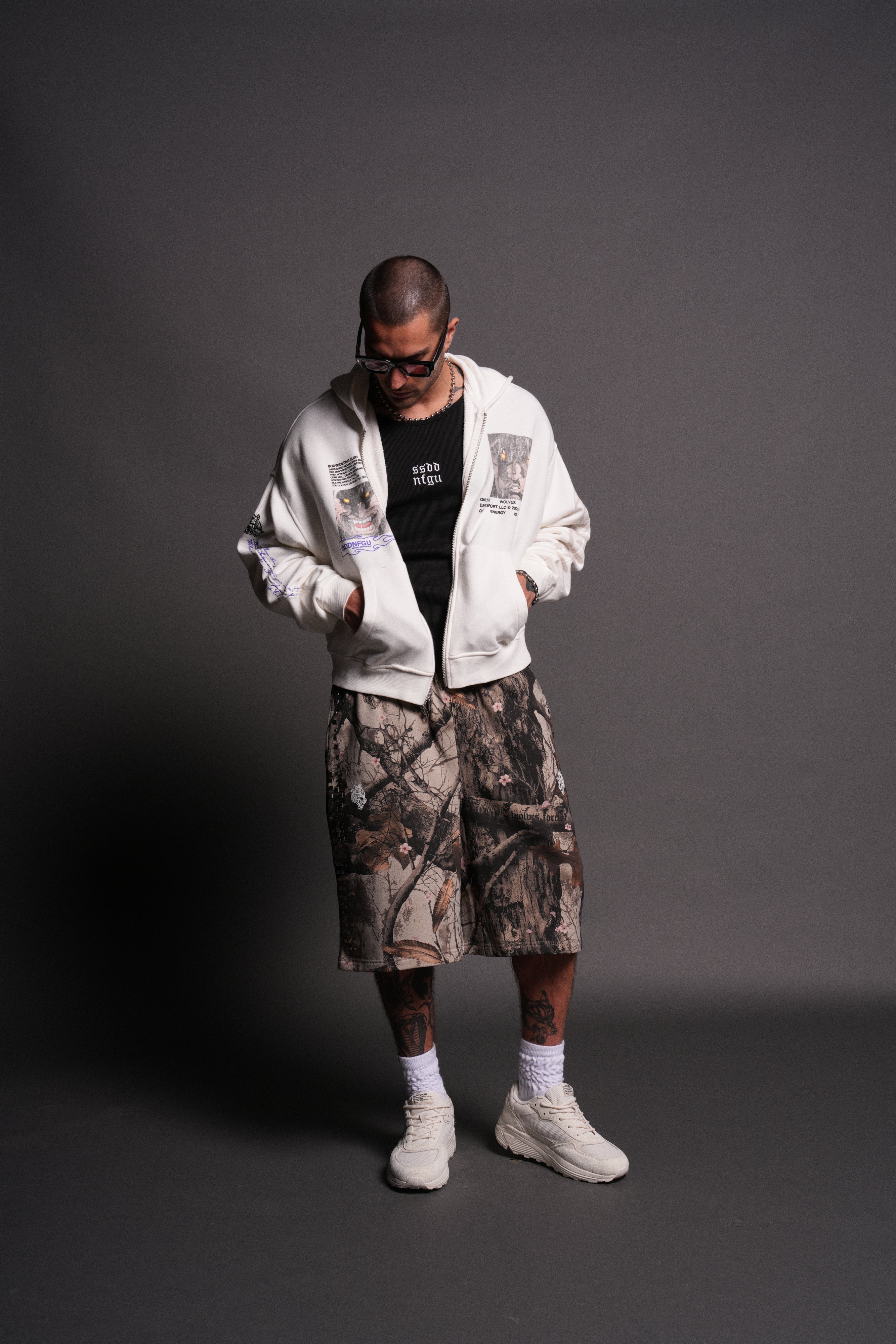 Hanma Legacy Darco Double Zip Hoodie in Cream — imagem 6