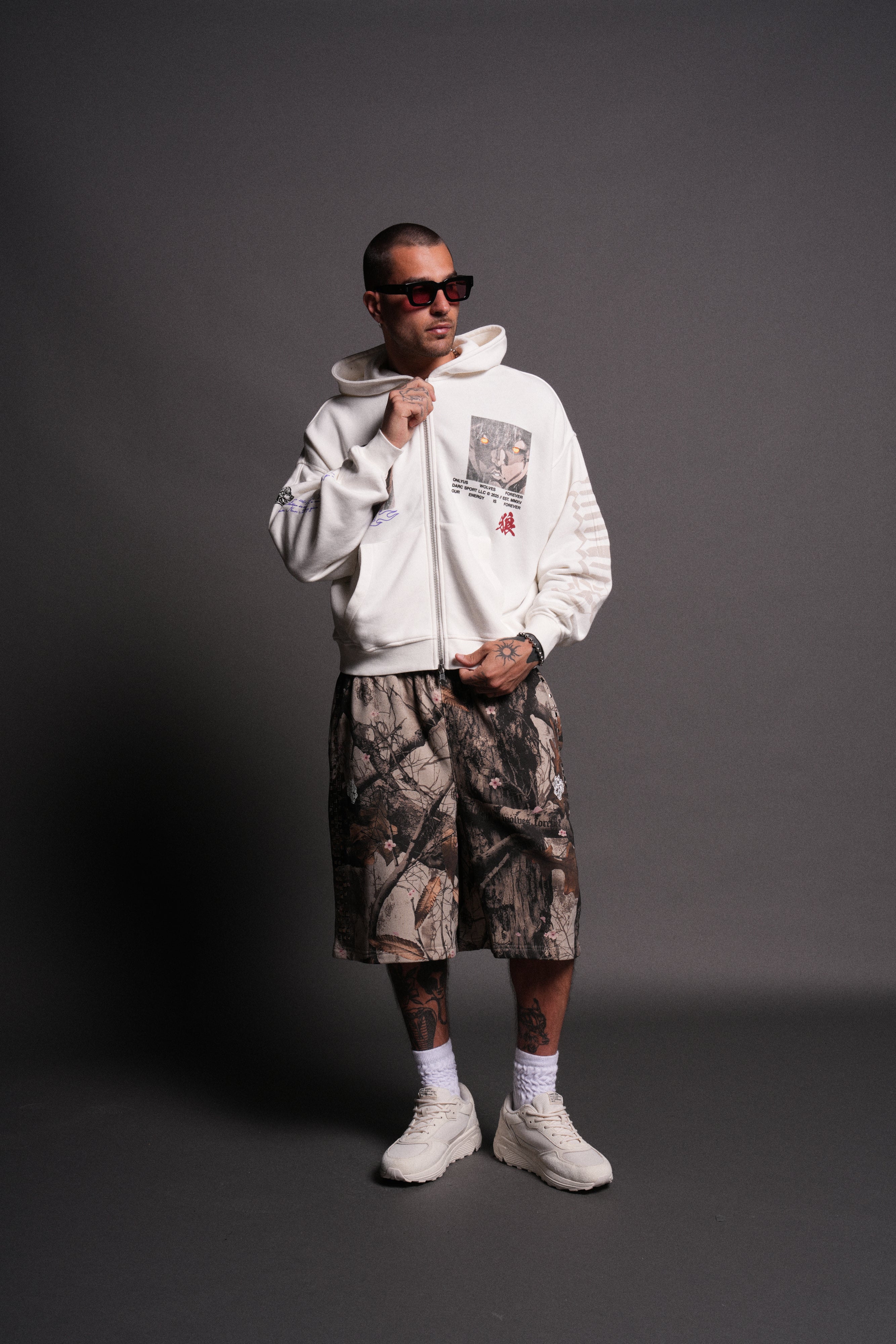 Hanma Legacy Darco Double Zip Hoodie in Cream — imagem 7