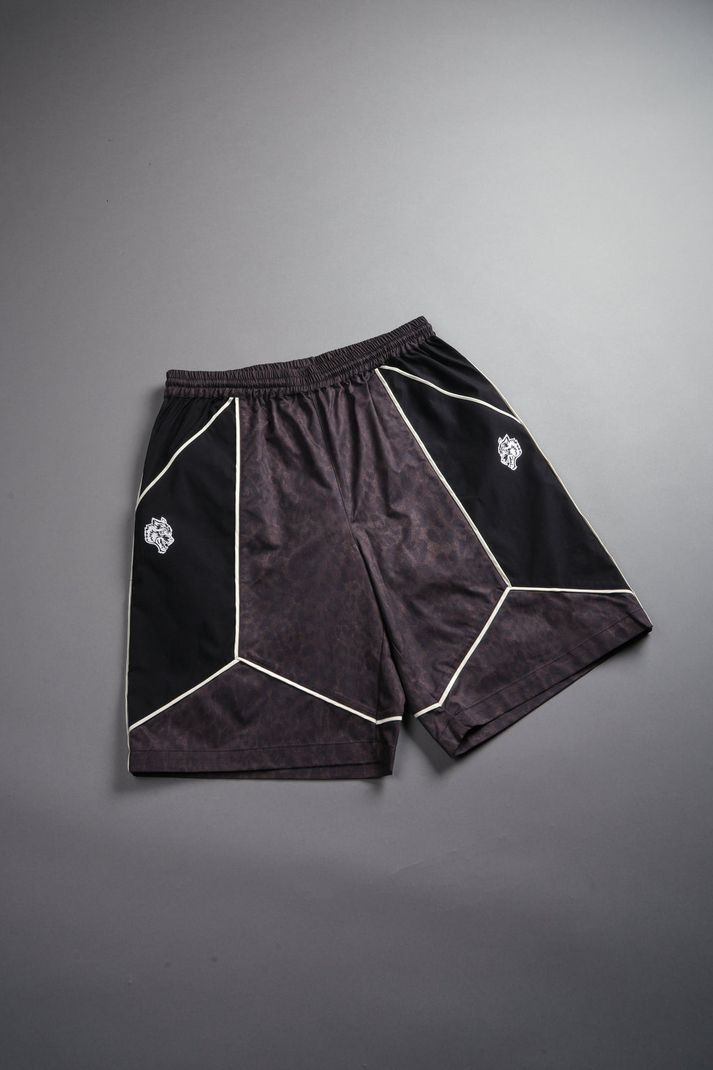 Dual Mens Quinn Track Short in Darc Brown Leopard