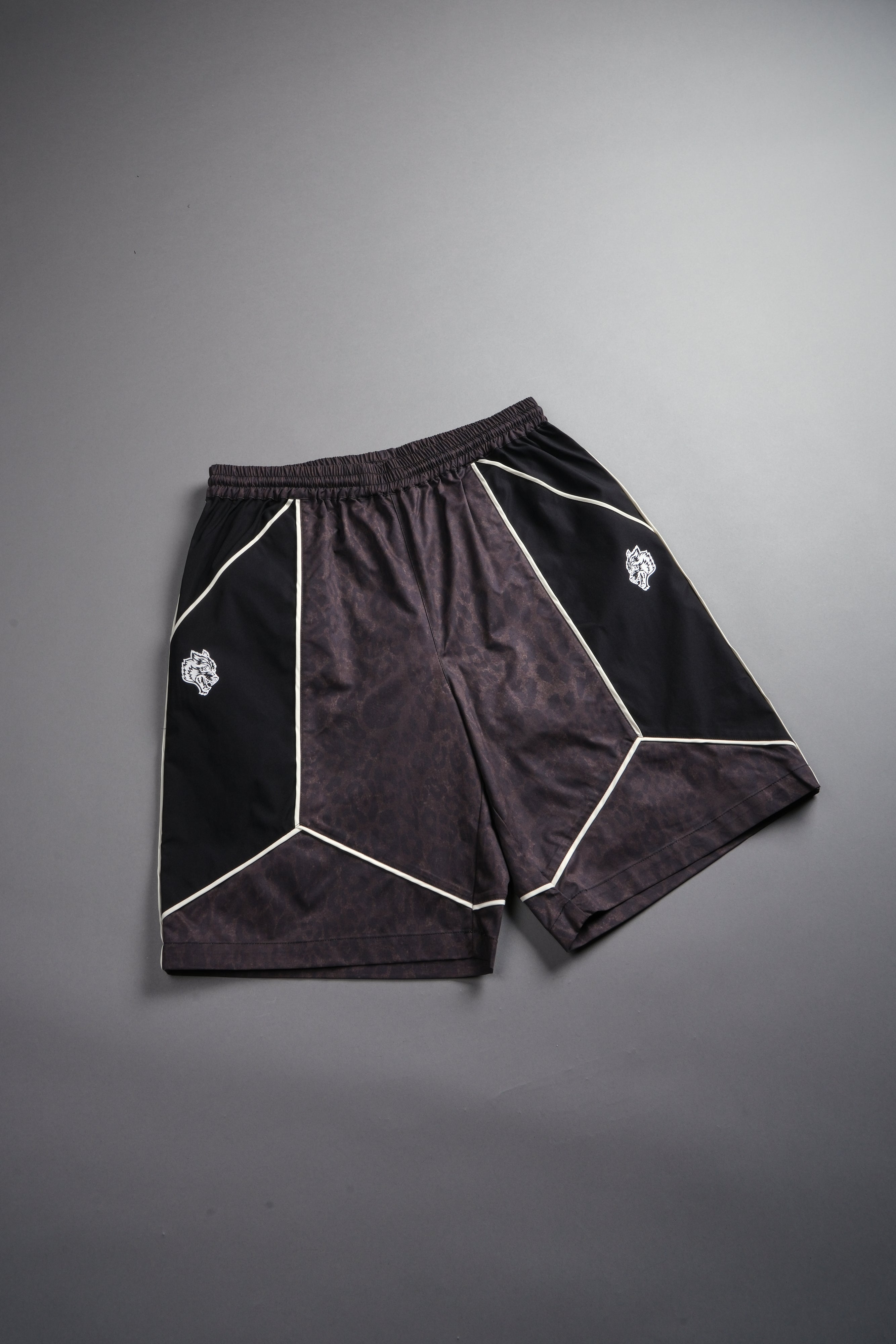 Dual Mens Quinn Track Short in Darc Brown Leopard