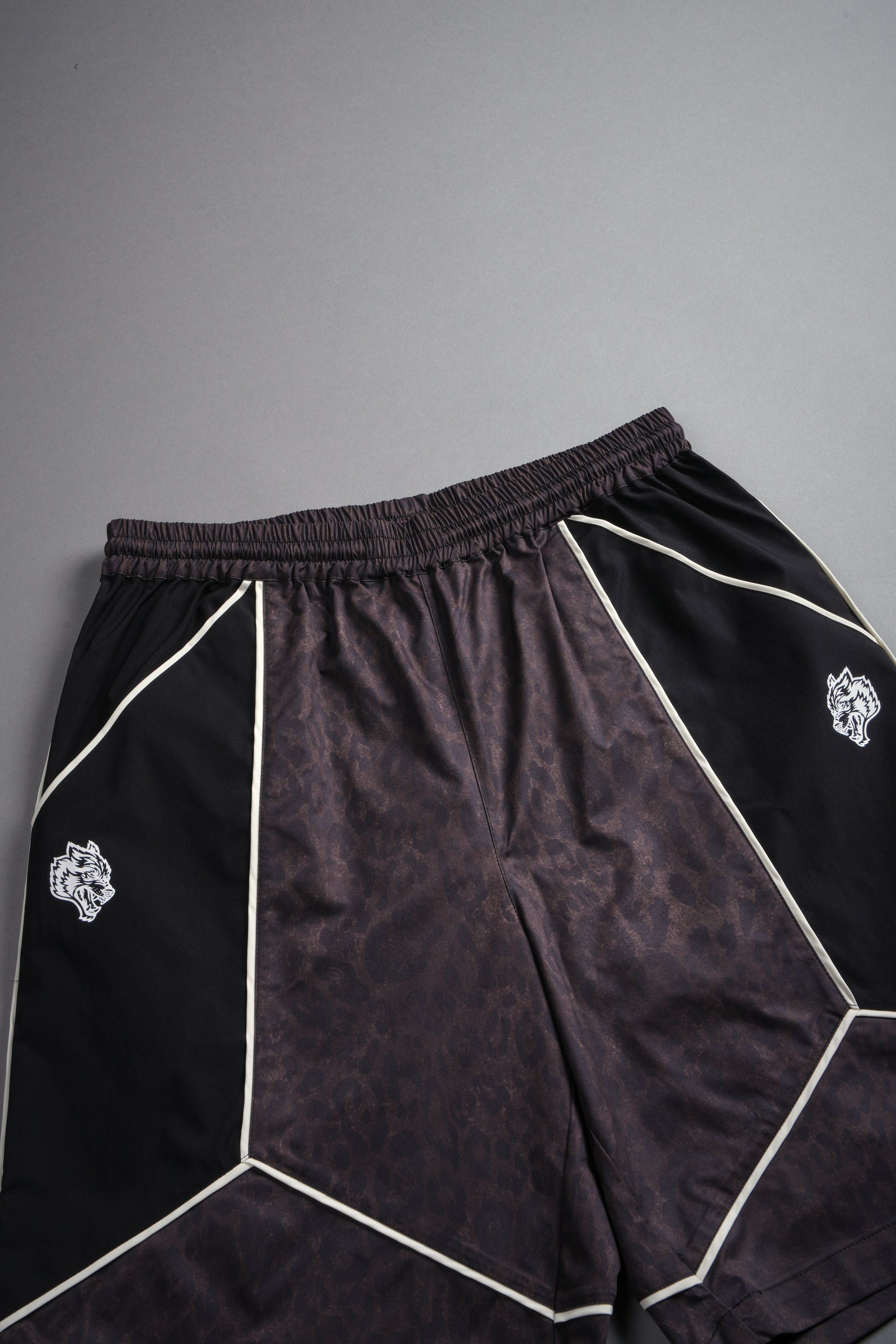 Dual Mens Quinn Track Short in Darc Brown Leopard