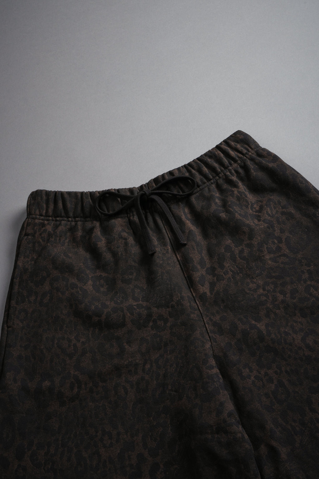 Dual Grunge Oversized Raw Hem Post Lounge Sweat Shorts in Darc Brown Leopard