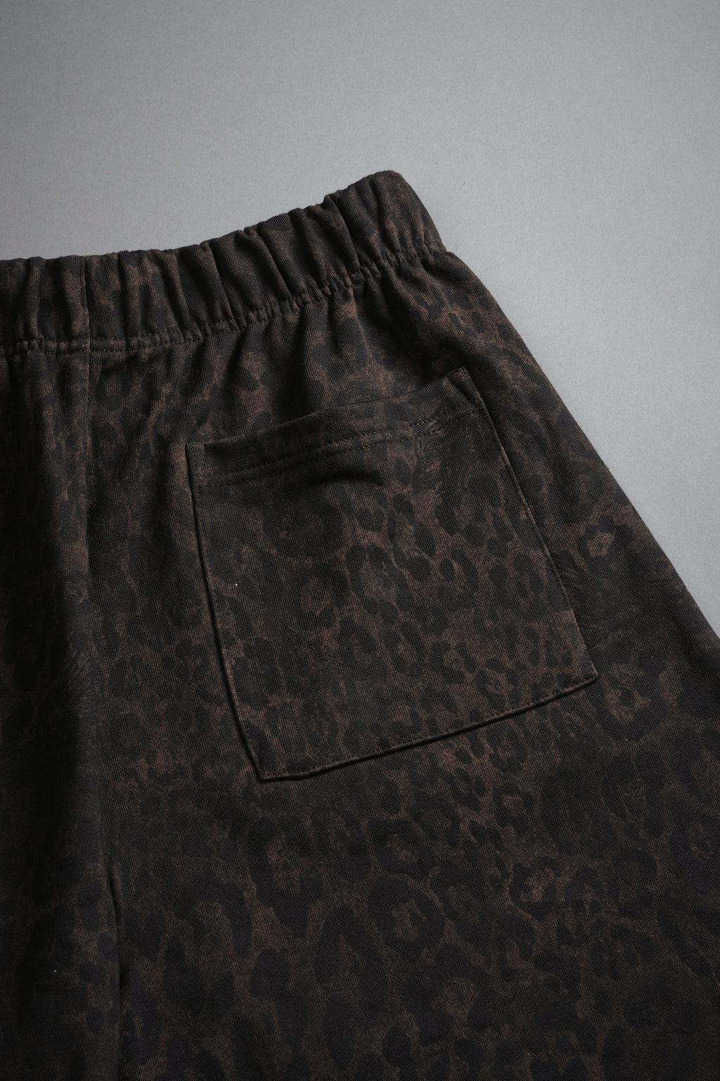 Dual Grunge Oversized Raw Hem Post Lounge Sweat Shorts in Darc Brown Leopard