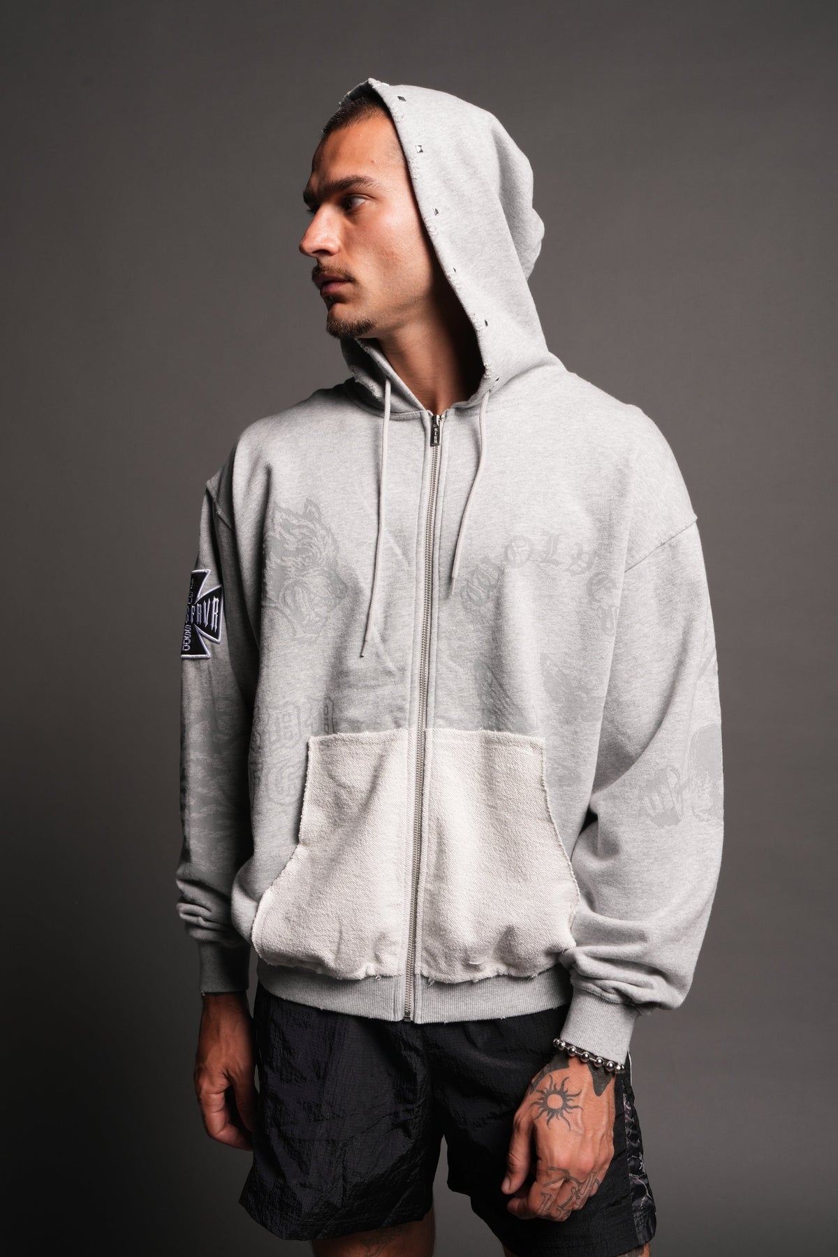 Flash Core Grunge Moatis Zip Hoodie In Light Athletic Gray - imagem 4