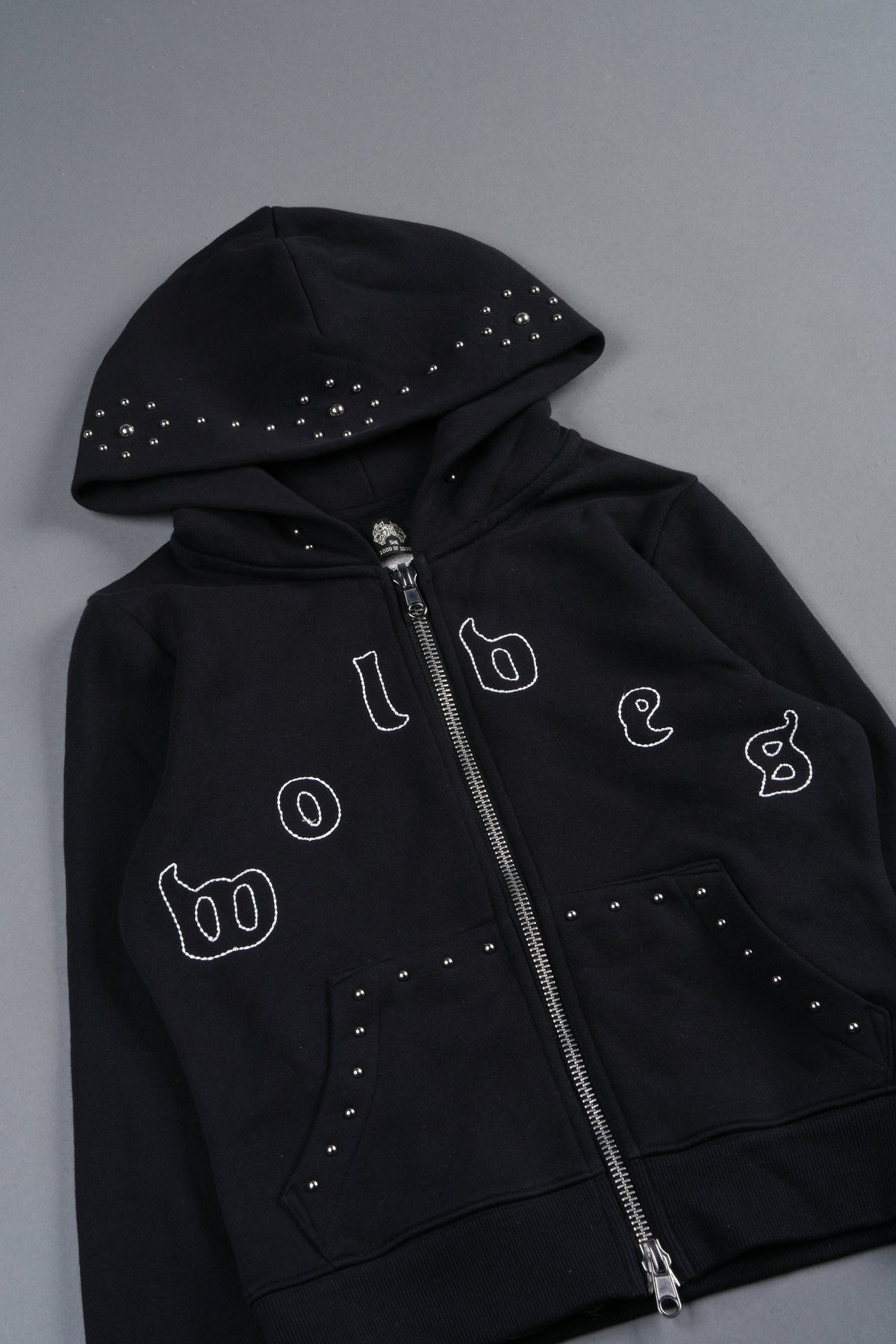 Stud Lobo Iris Zip Up Hoodie In Black