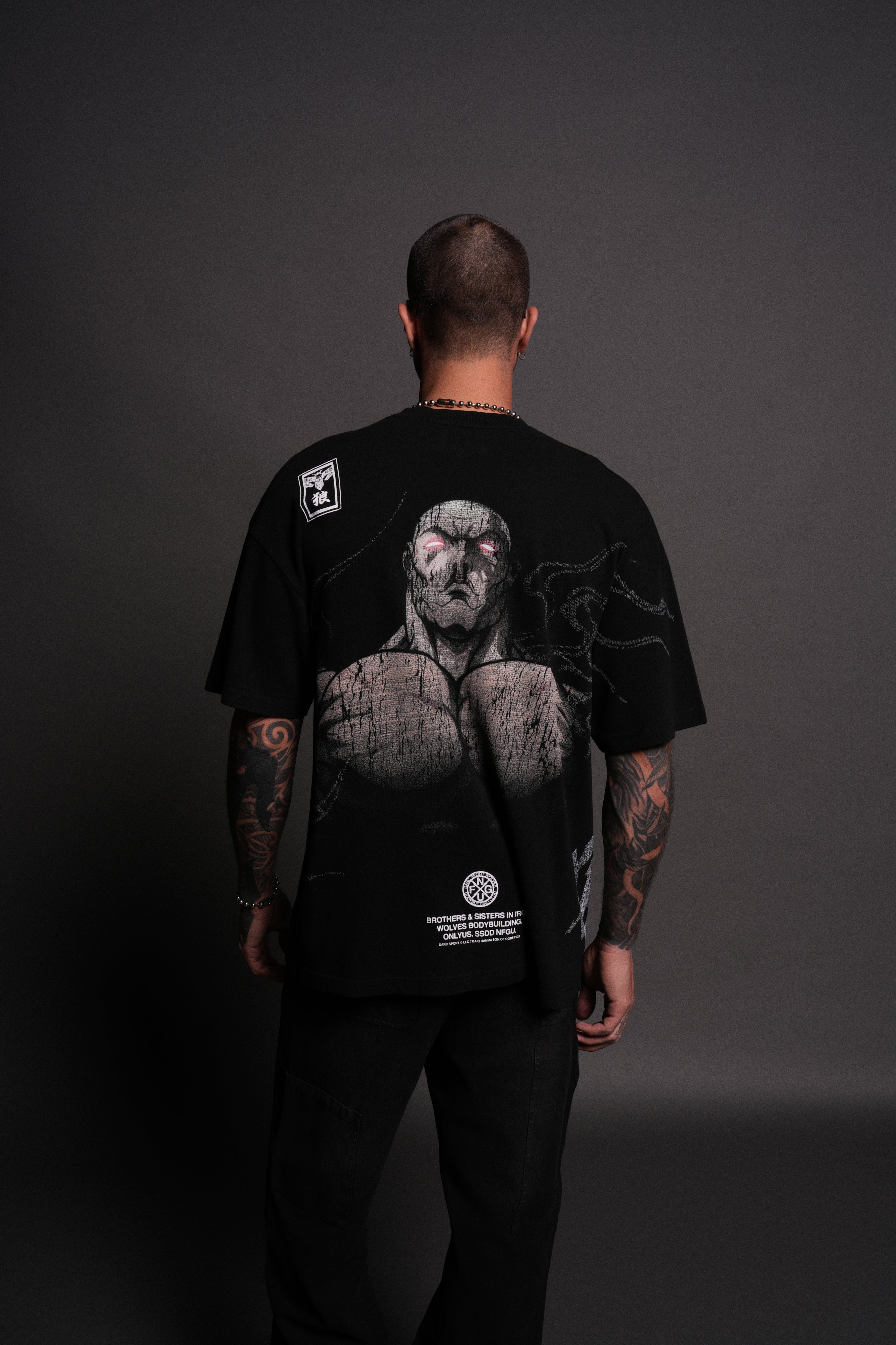 Jack Hanma "Side By Side" Series Premium Oversized Tee in Black — imagem 4