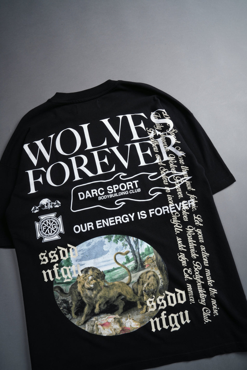 Three Wolves "Premium" Oversized Tee in Black — imagem 8