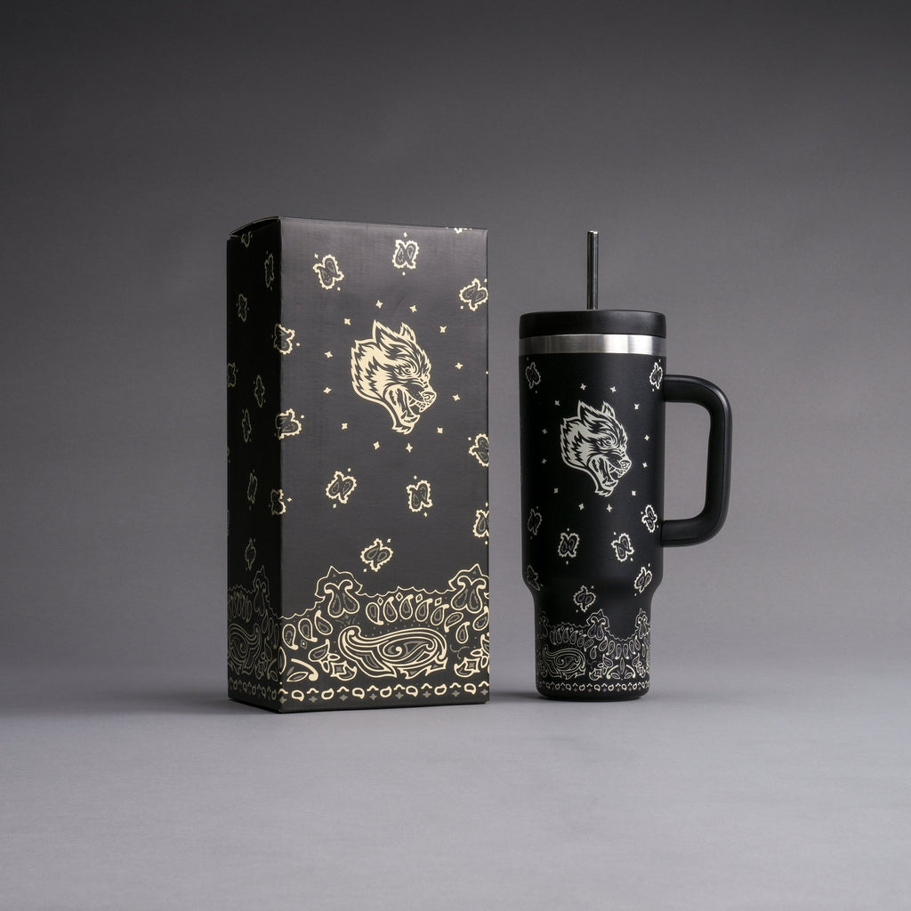 Western Wolf Travel Tumbler in Black — imagem 5