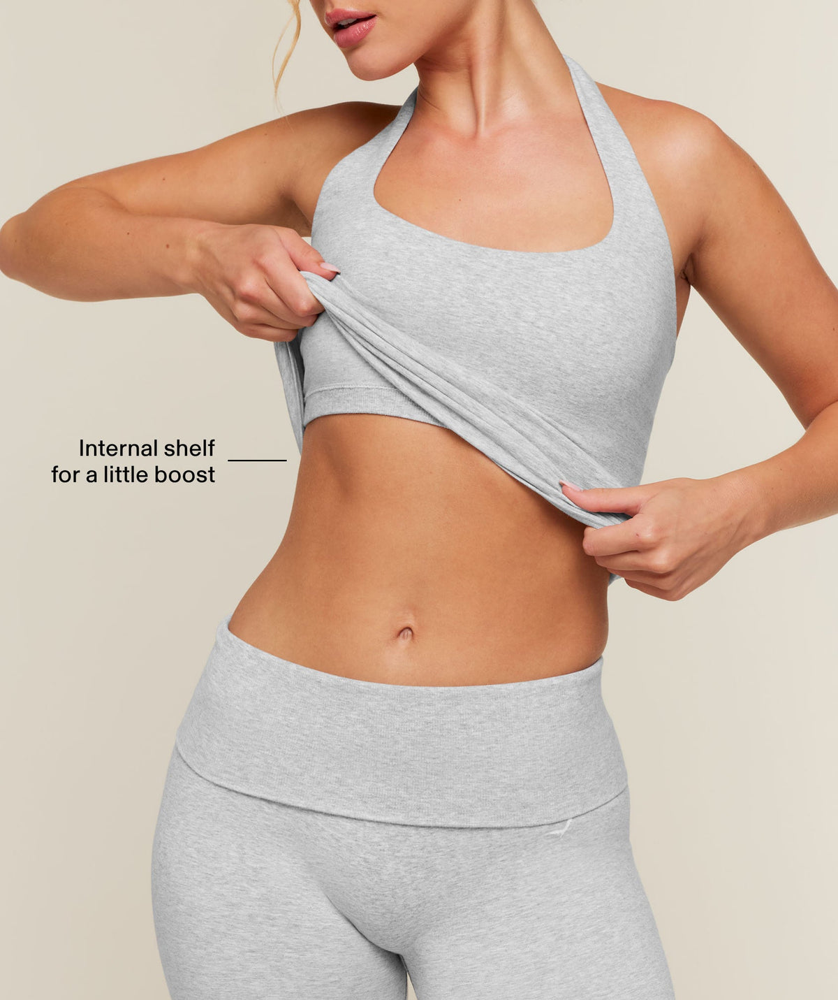 CottonMove™ Halterneck Top - Soft Grey Marl — imagem 3