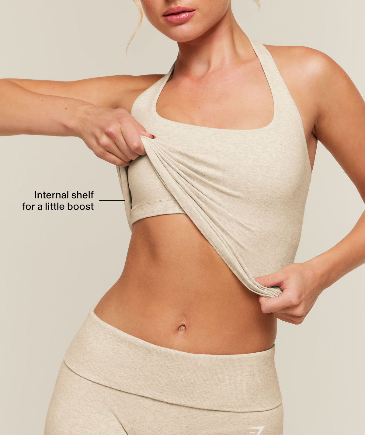 CottonMove™ Halterneck Top - Oat Marl — imagem 3