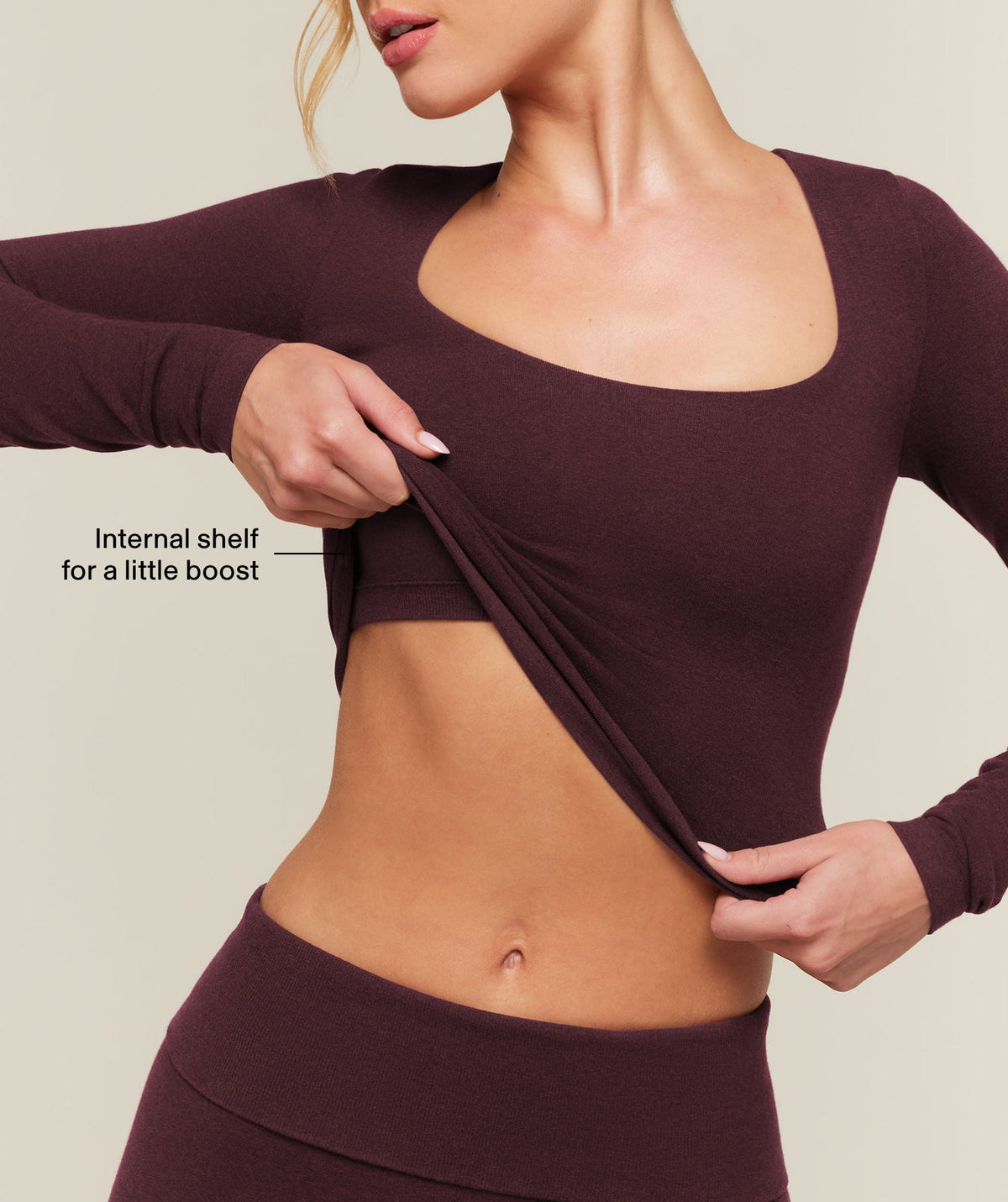 CottonMove™ Midi Long Sleeve Top - Calm Purple Marl — imagem 2