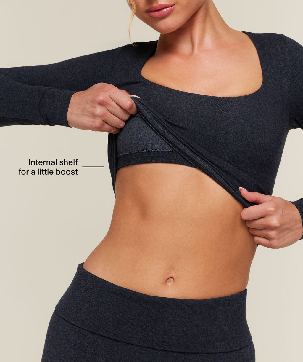 CottonMove™ Midi Long Sleeve Top - Deep Blue Marl — imagem 2