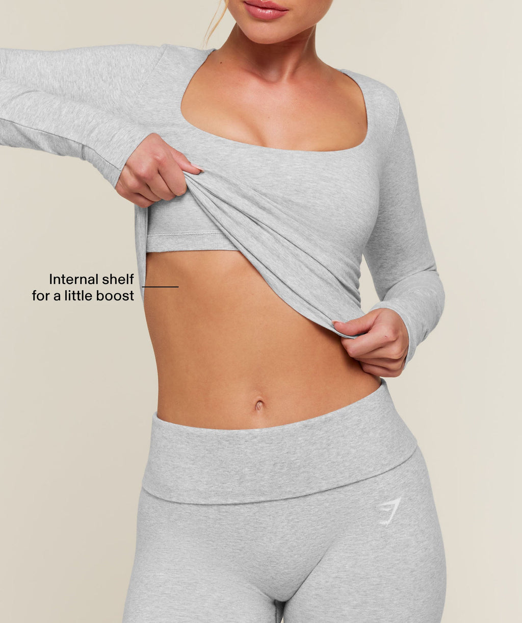 CottonMove™ Midi Long Sleeve Top - Soft Grey Marl — imagem 2