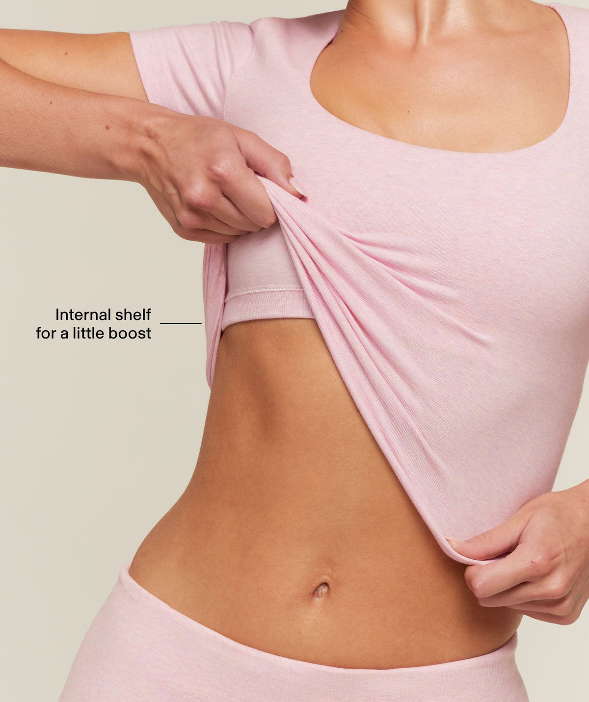 CottonMove™ Midi Short Sleeve Top - Gentle Pink Marl — imagem 2