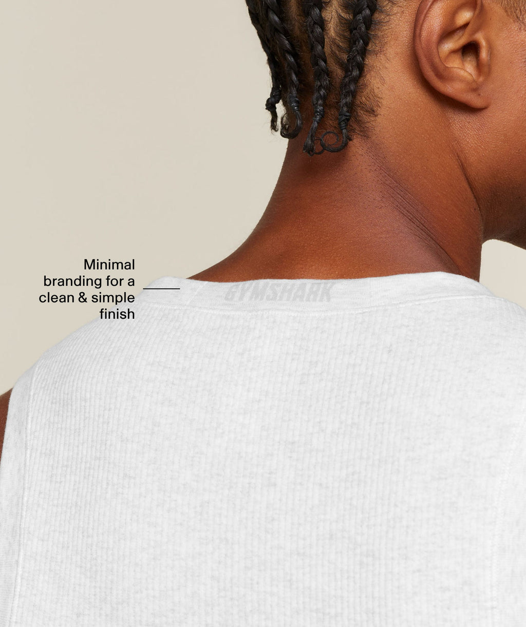 Cotton Seamless Sleeveless Top - White Grey Marl — imagem 5