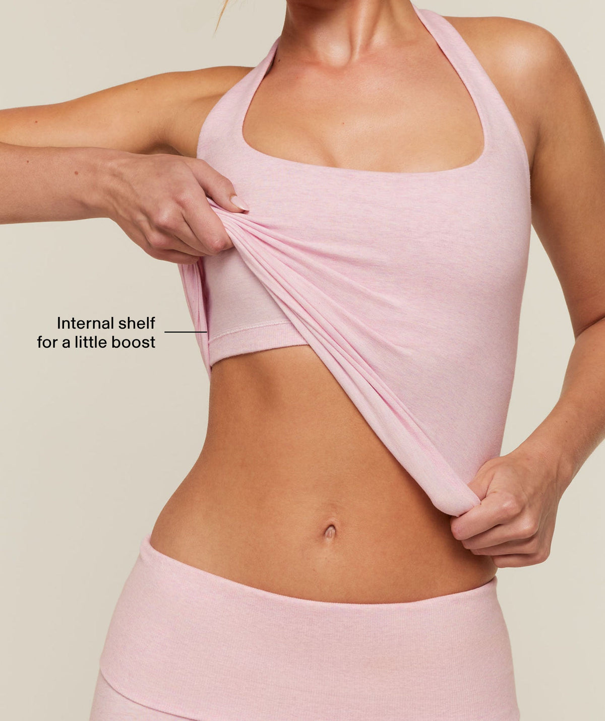 CottonMove™ Halterneck Top - Gentle Pink Marl — imagem 3