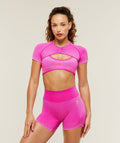 Blush Seamless Short Sleeve Shrug - Super-Set Pink/Focus Pink — imagem 1