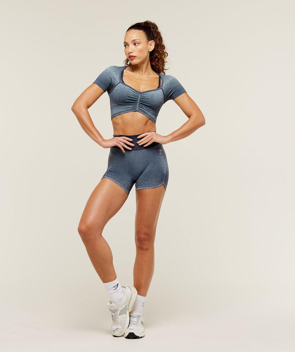 Blush Seamless Short Sleeve Top - Heavy Blue/Chilled Blue — imagem 4