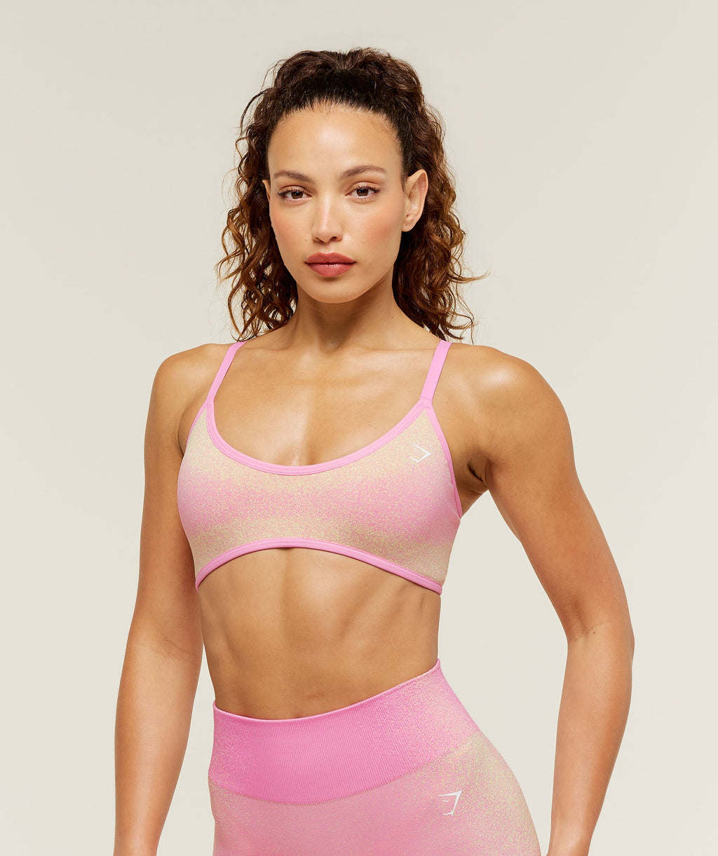 Blush Seamless Light Support Sports Bra - Focus Pink/Sorbet Yellow — imagem 1