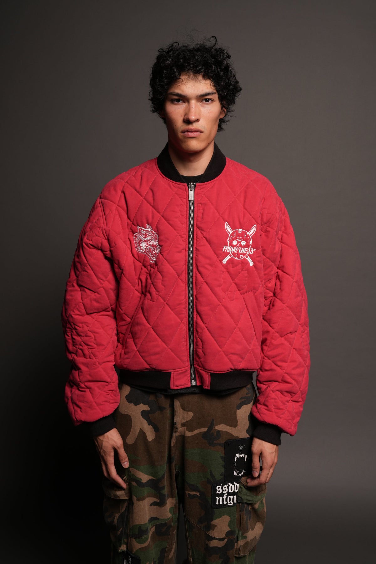 Jason Frvr Cloud Quilted Reversible Bomber Jacket In Black/Oxblood