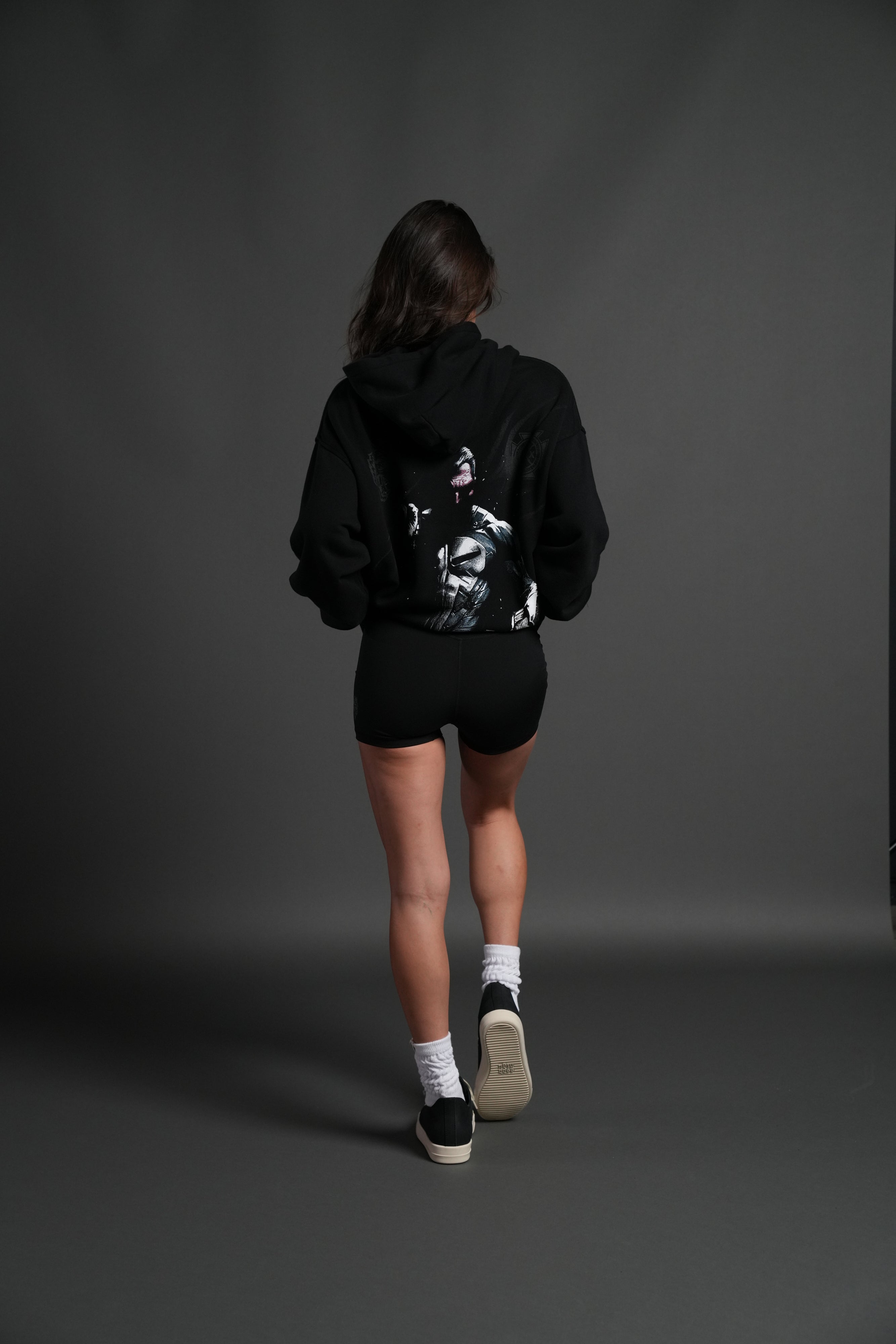 Punisher "Box Cut" Pierce Hoodie in Black