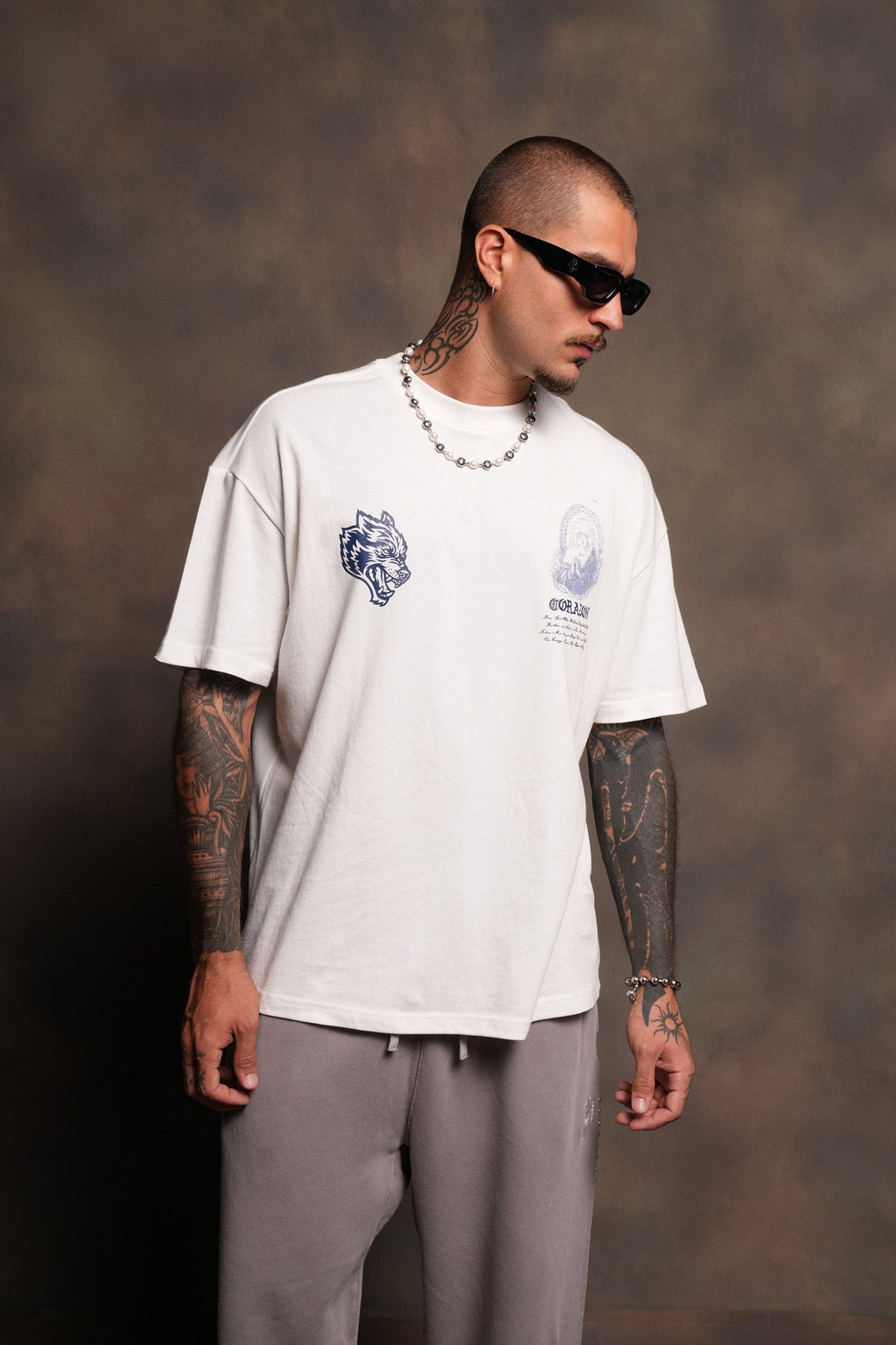 Sacred Lady Premium Oversized Tee In Cream