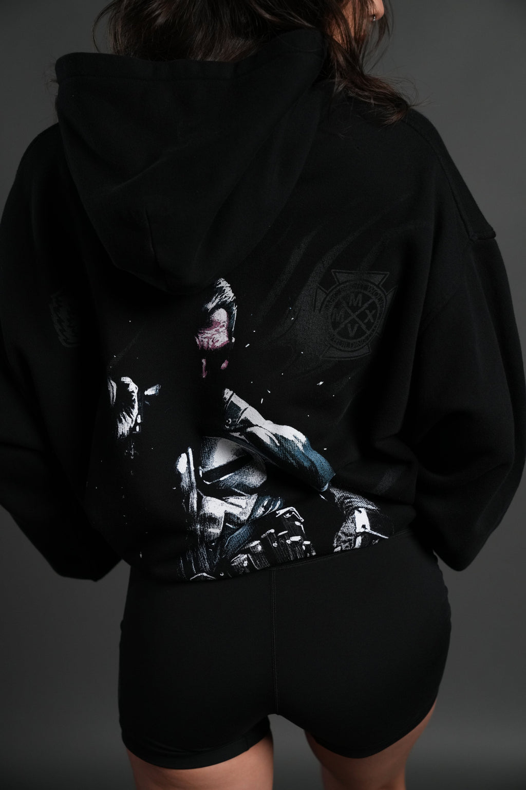 Punisher "Box Cut" Pierce Hoodie in Black