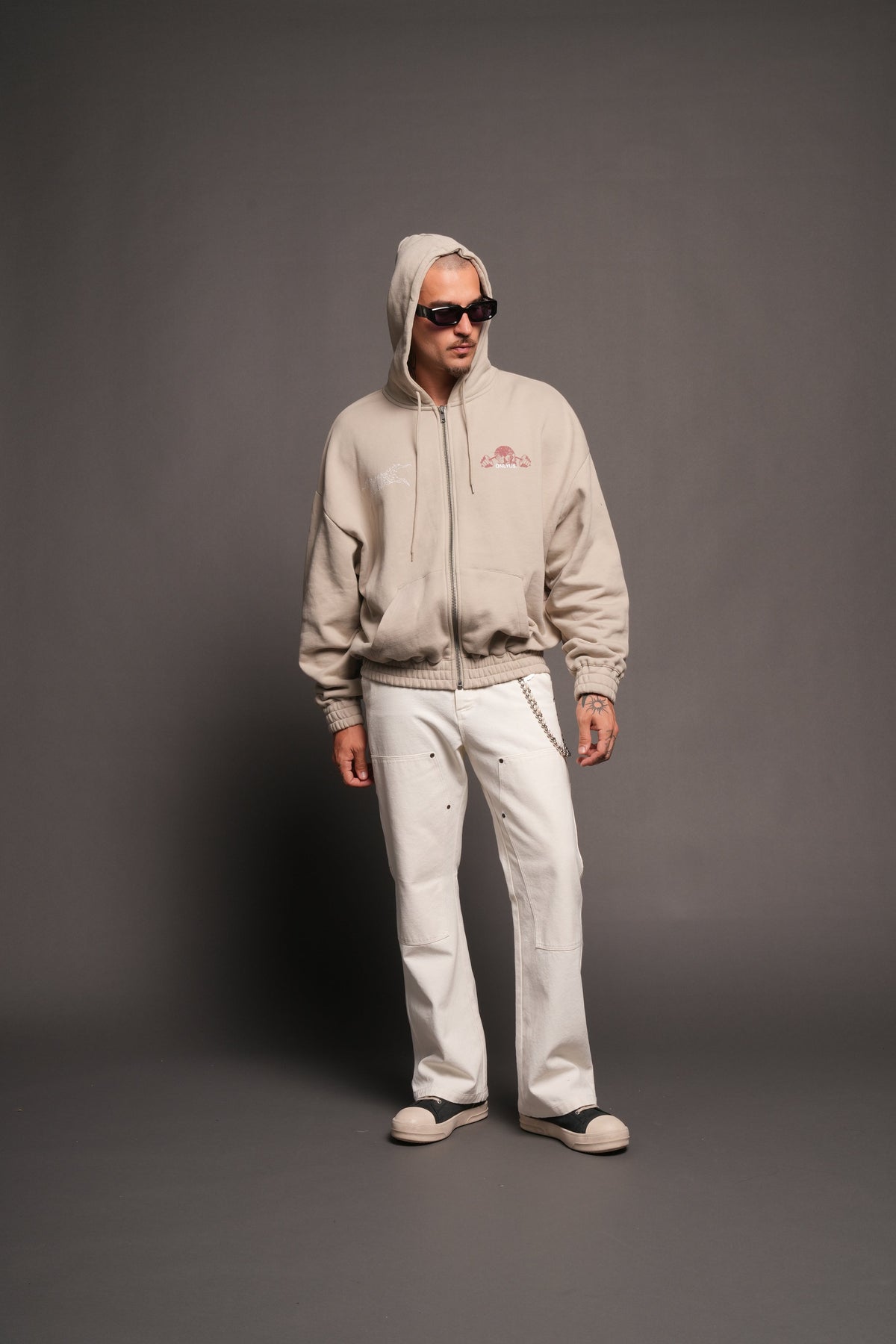 Wolves Bodybuilding Club Chambers Zip Hoodie In Cactus Gray - imagem 5