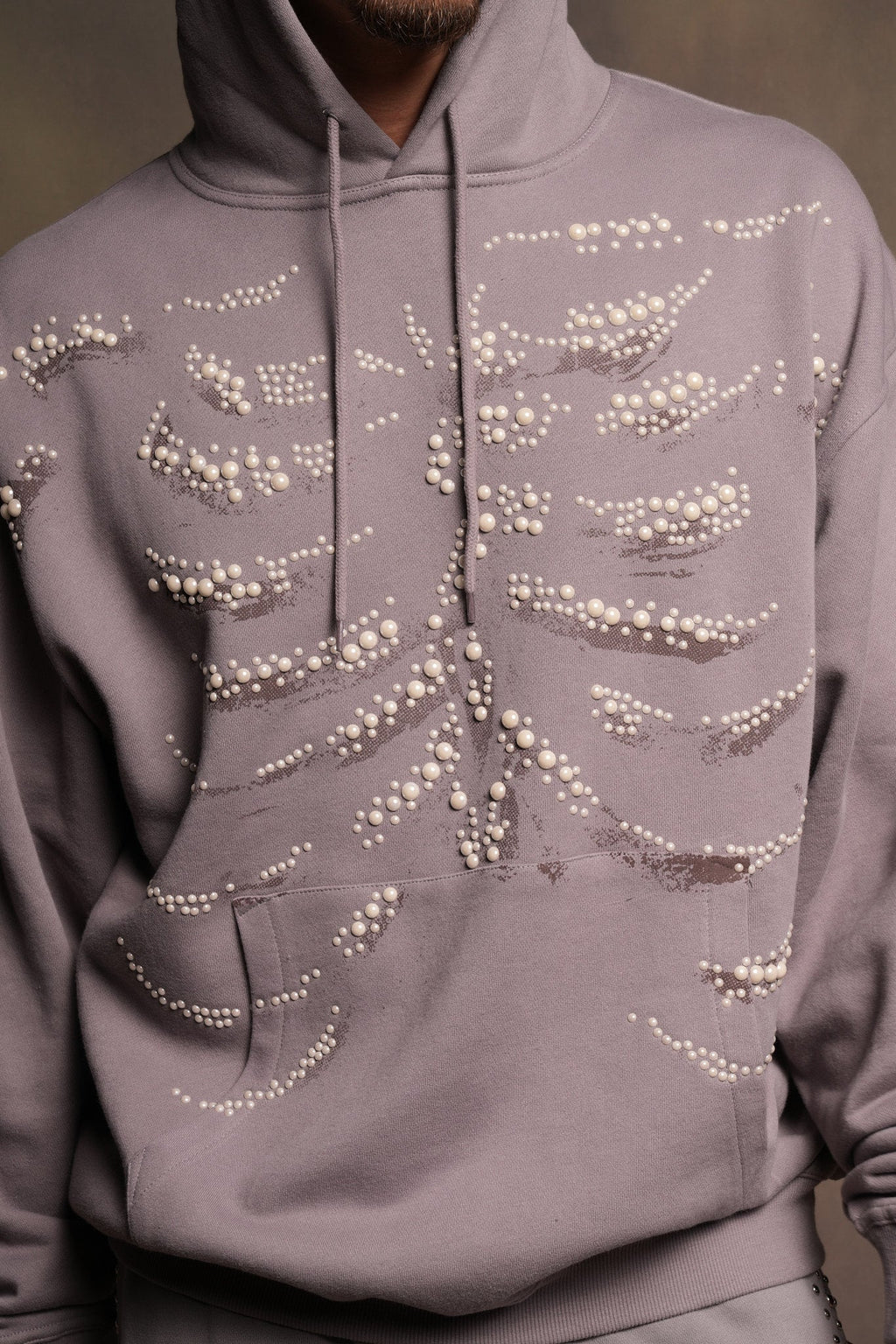 Bone Cage Bishop Hoodie In Pale Gray