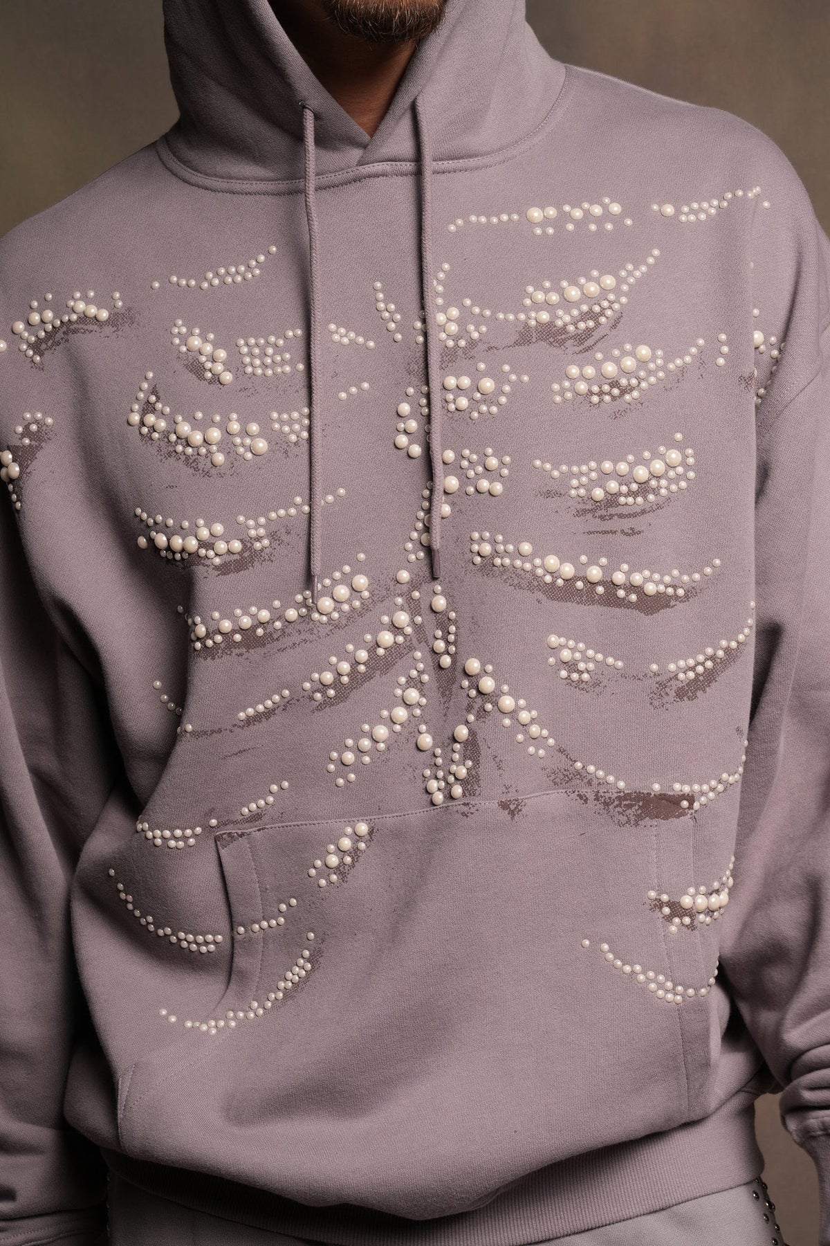 Bone Cage Bishop Hoodie In Pale Gray