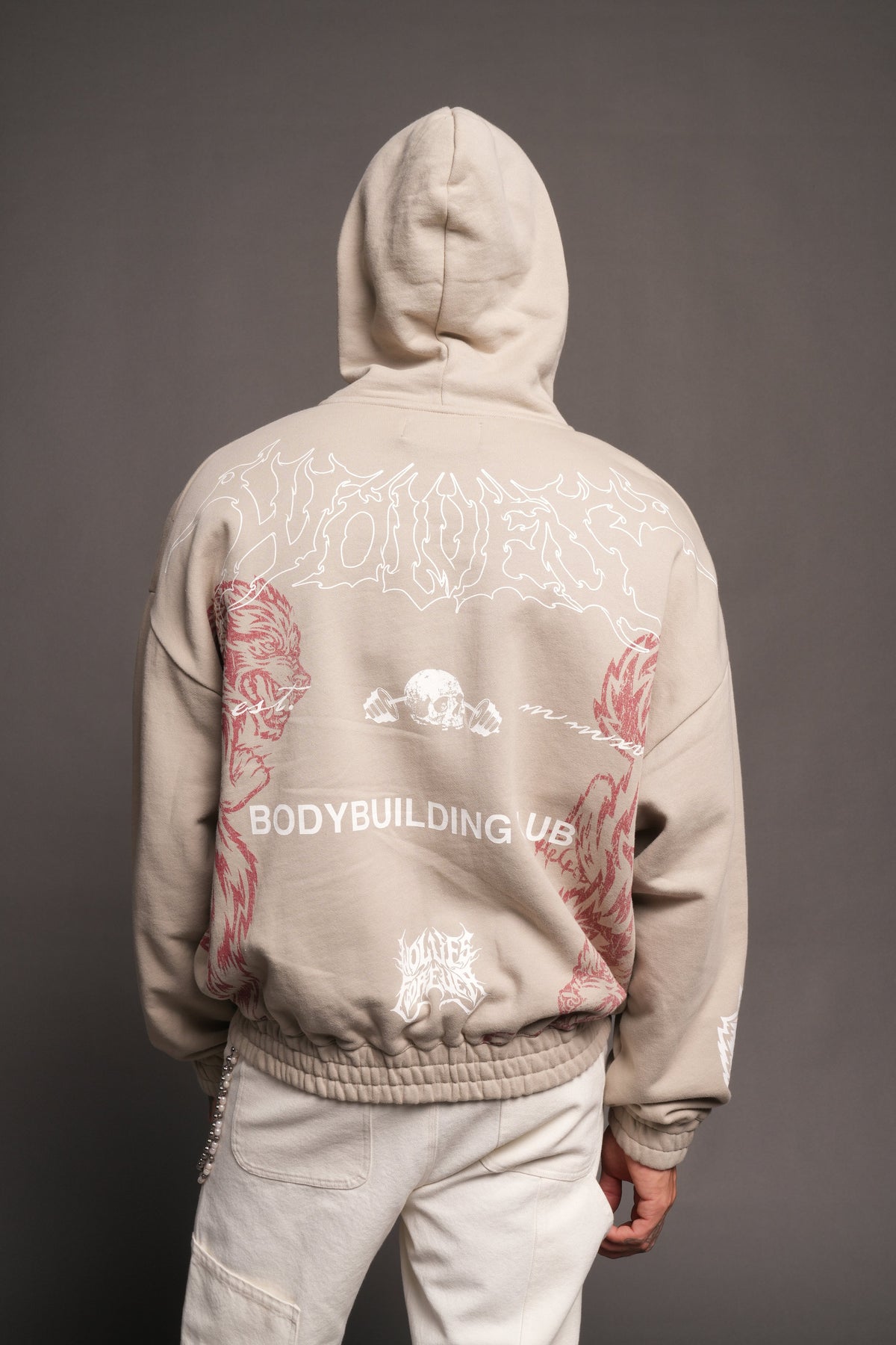 Wolves Bodybuilding Club Chambers Zip Hoodie In Cactus Gray - imagem 2