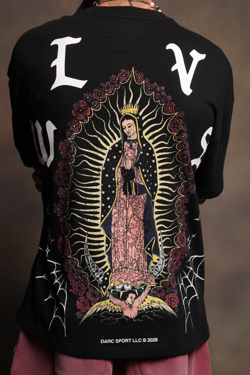 Dama De Las Rosas Premium Oversized Tee In Black