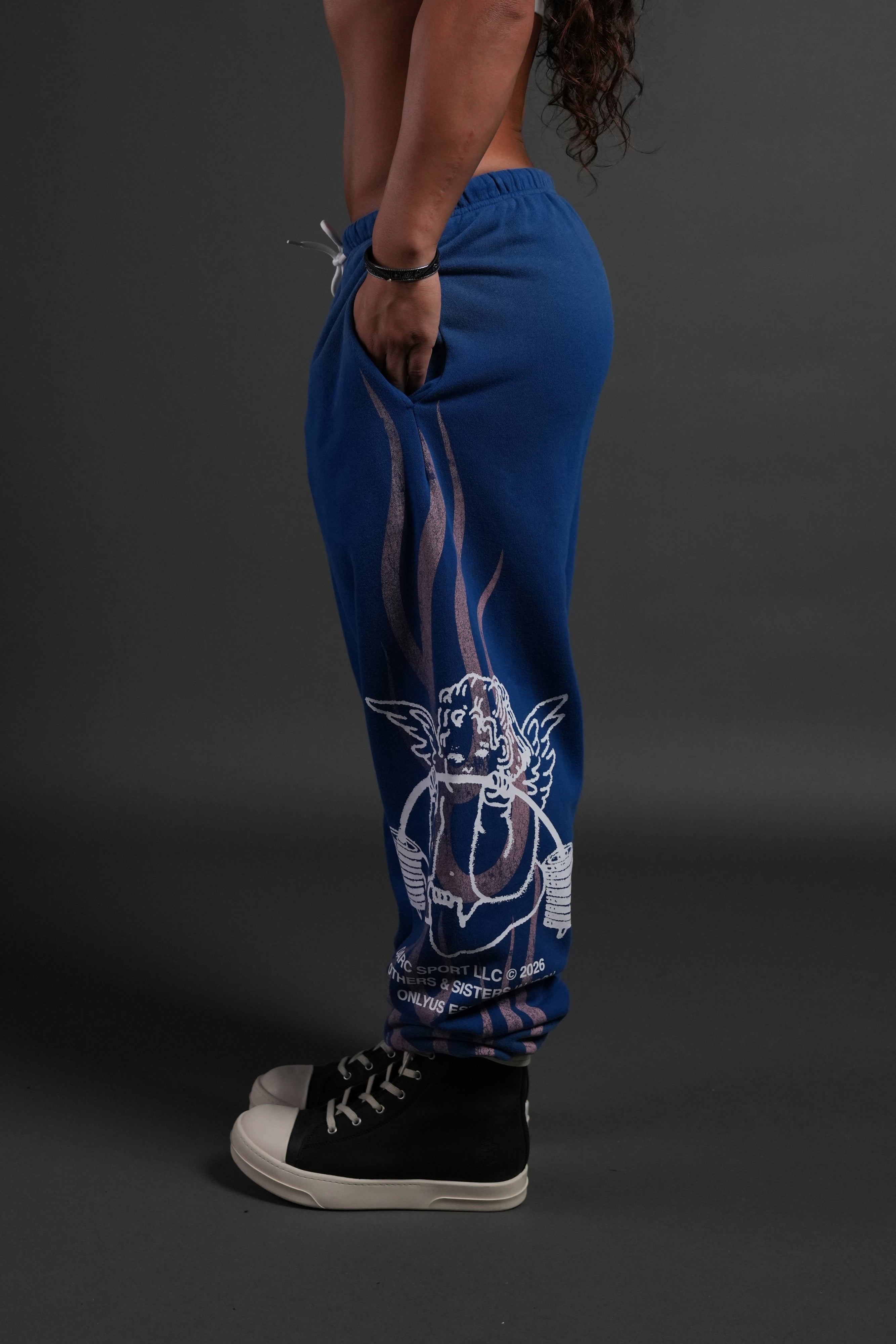 Powerhouse of the Cherub Unisex Lightweight Lounger Sweat Pants in Darc Cobalt Drift Wash — imagem 9