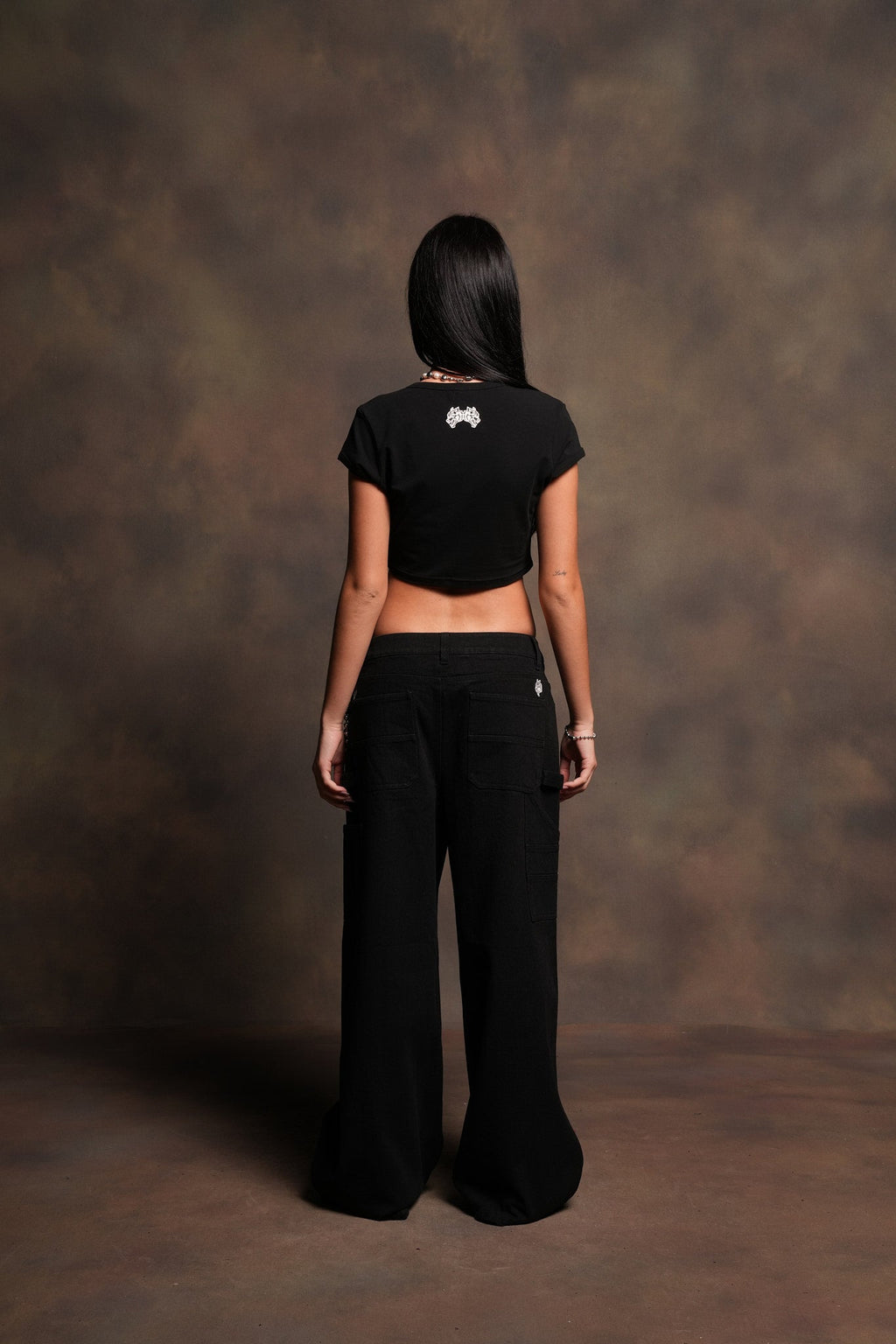 Holy Heart Josie Crop Baby Tee In Black