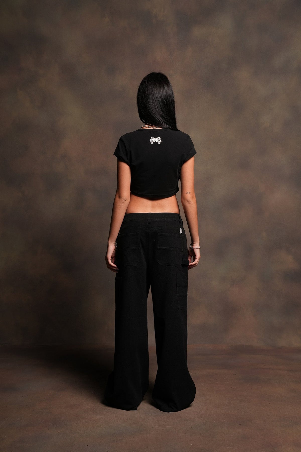 Holy Heart Josie Crop Baby Tee In Black