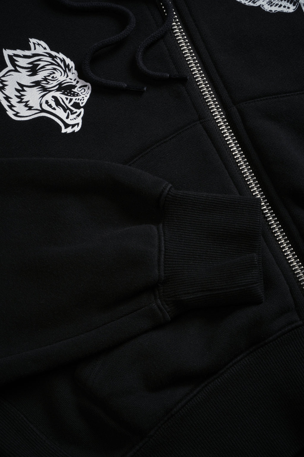 Single Wolf "Sage" Cropped Zip Hoodie in Black — imagem 9