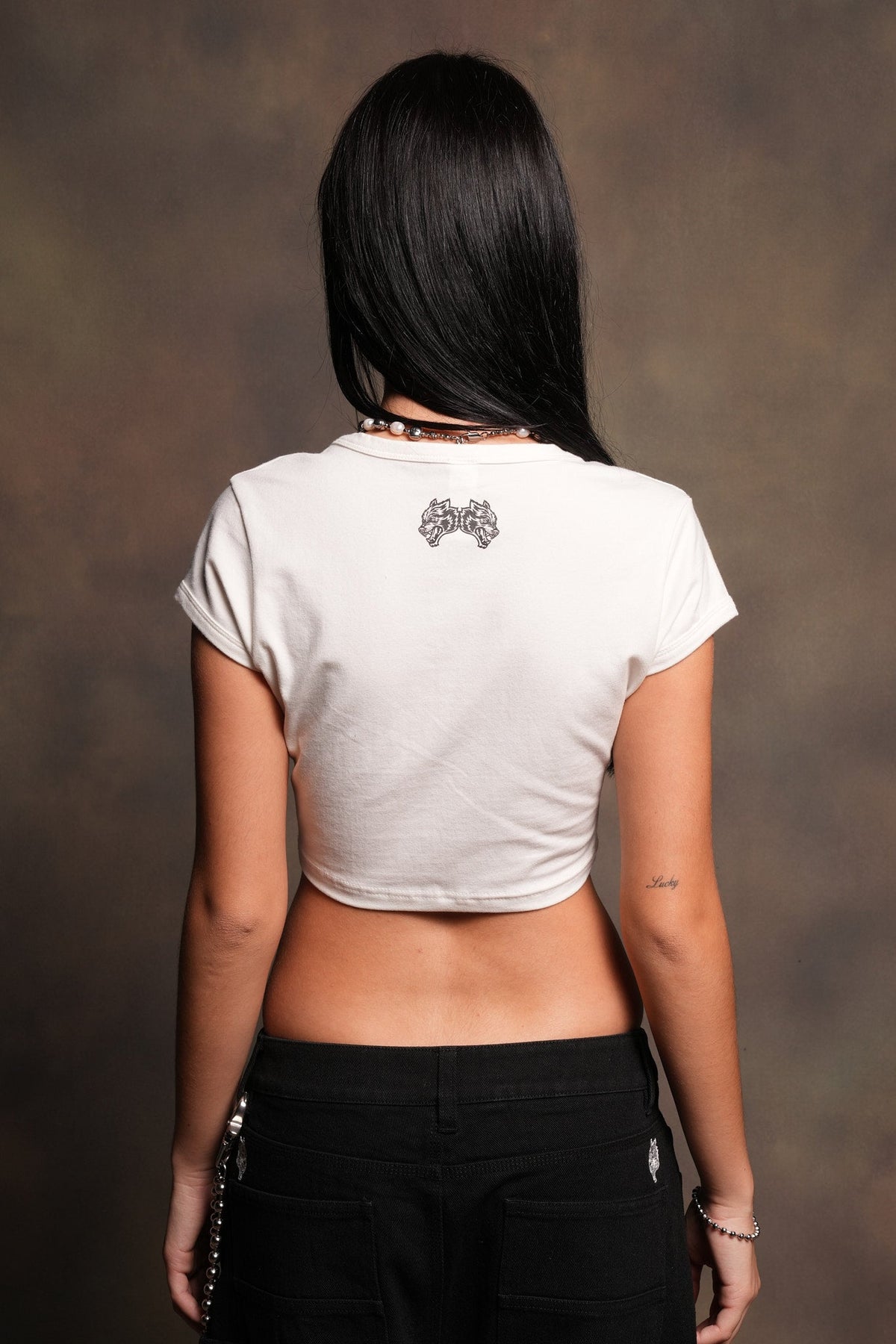 Holy Heart Josie Crop Baby Tee In Cream