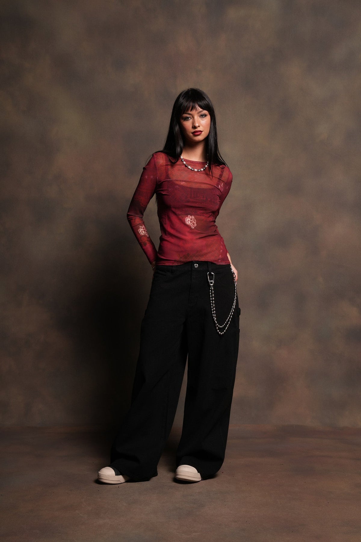 Devocion Eterna Shea Mesh Ls Top In Sacred Sorrow