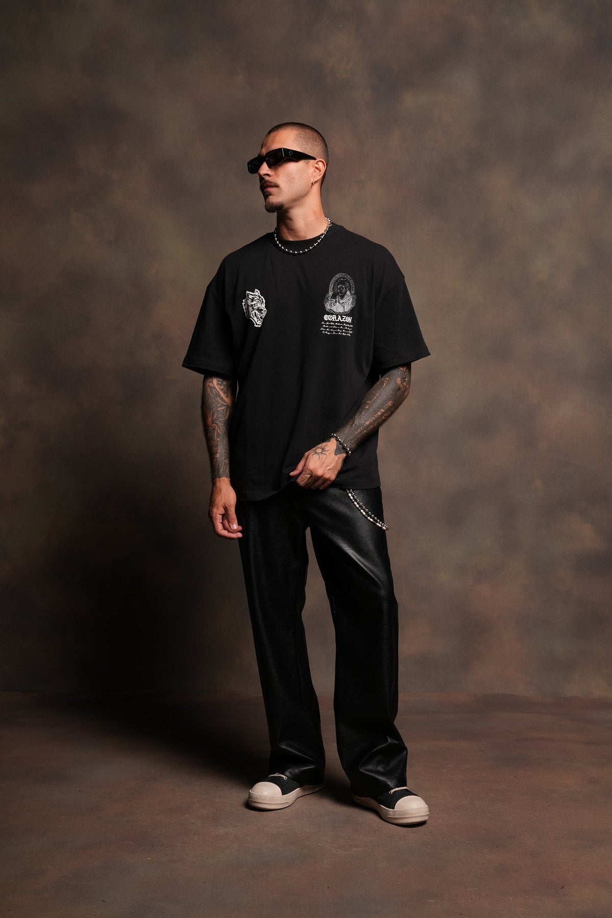 Sacred Lady Premium Oversized Tee In Black