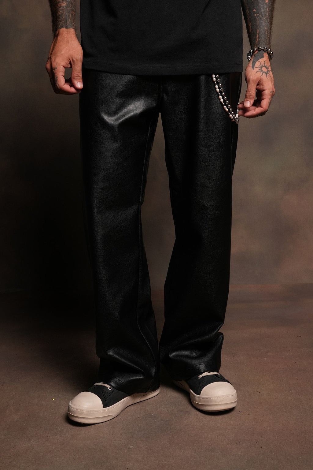 Wolf Pyramid Axel Low Rise Leather Pant In Black