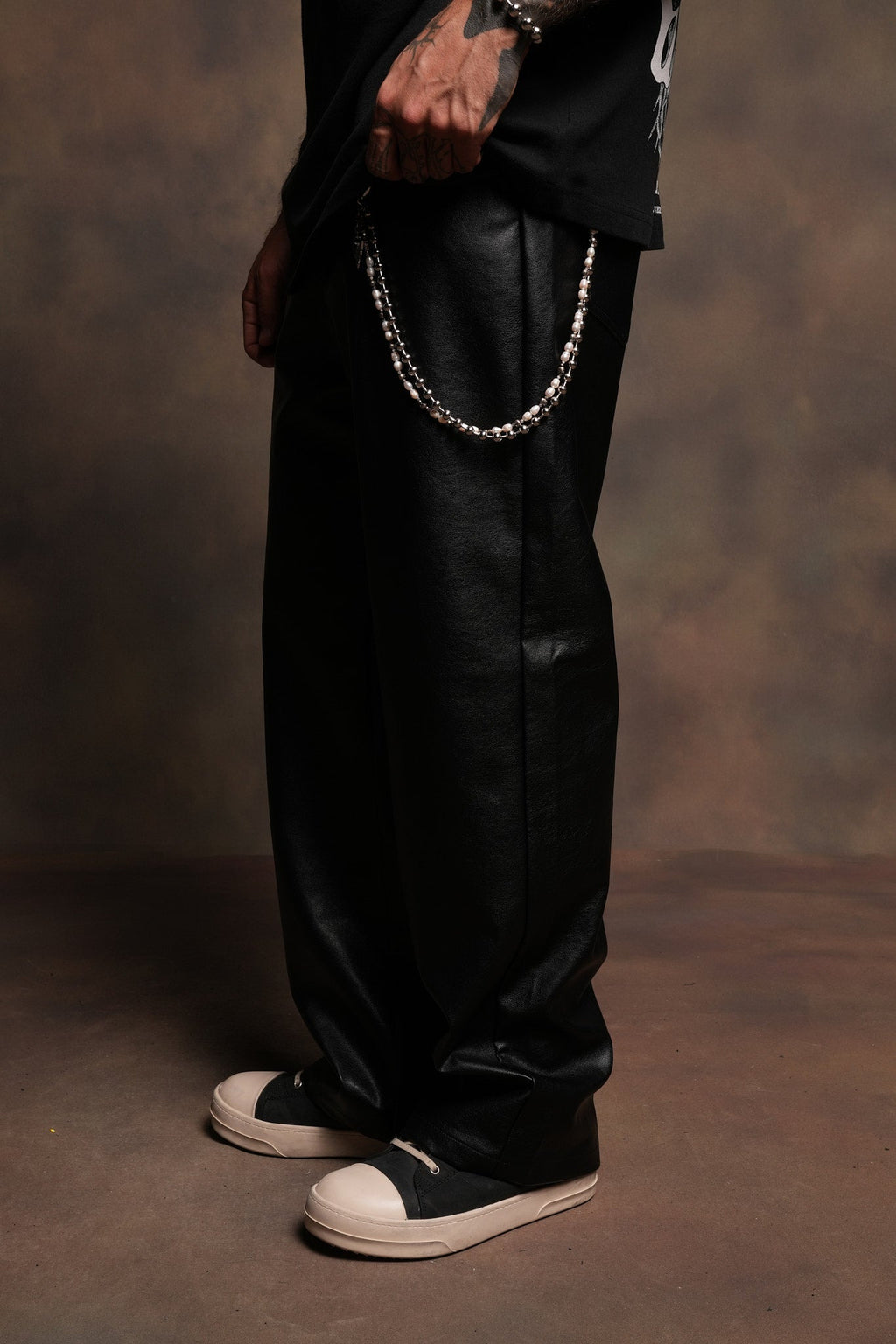 Wolf Pyramid Axel Low Rise Leather Pant In Black