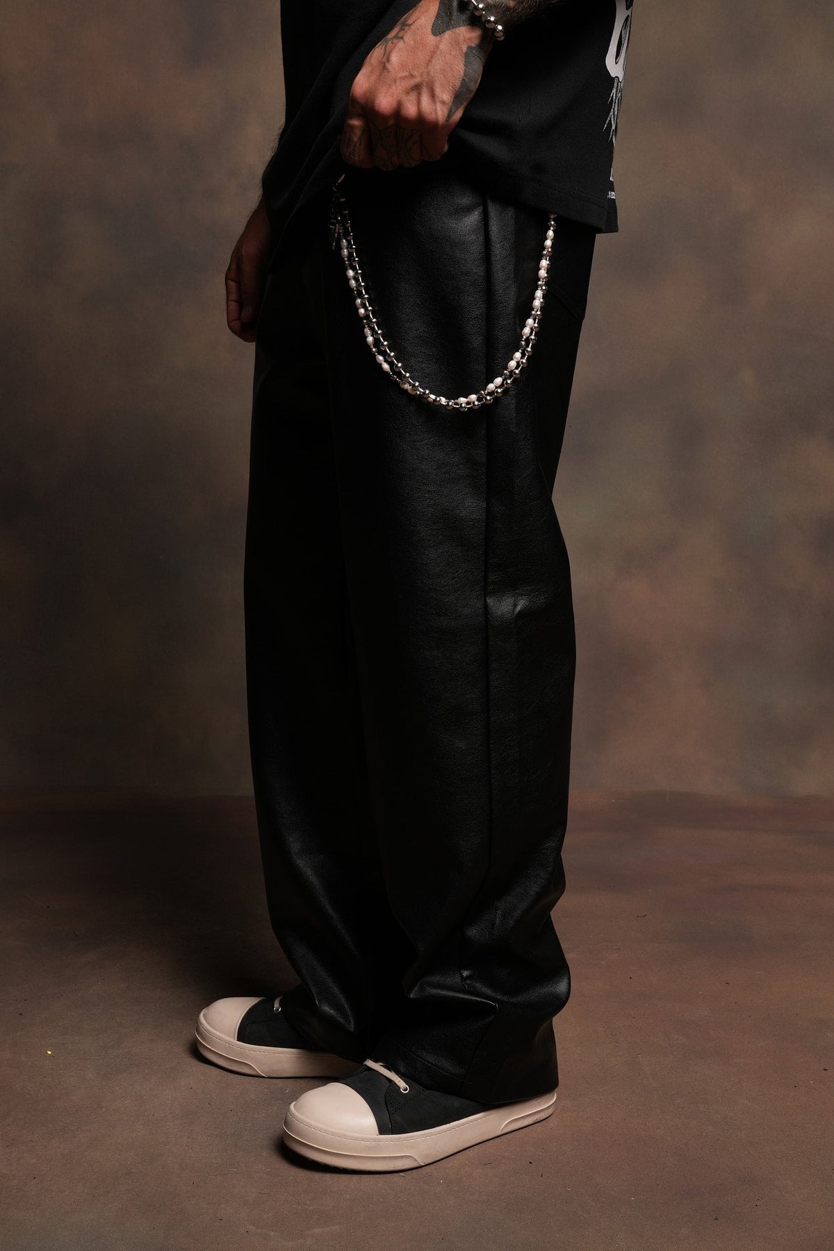 Wolf Pyramid Axel Low Rise Leather Pant In Black